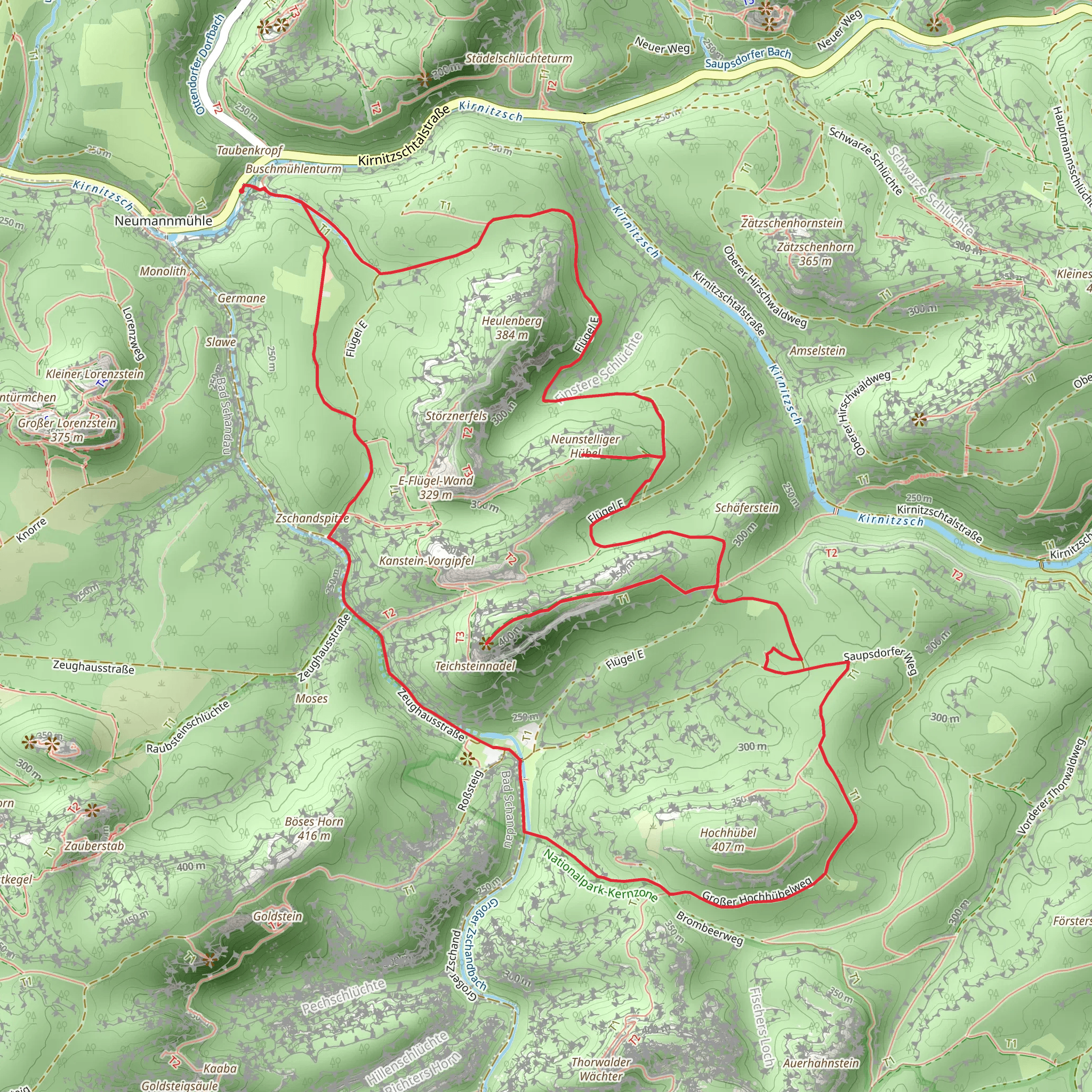 Großer Teichstein and Neunstelliger Huebel via Hohlfelds Graben mobile static map