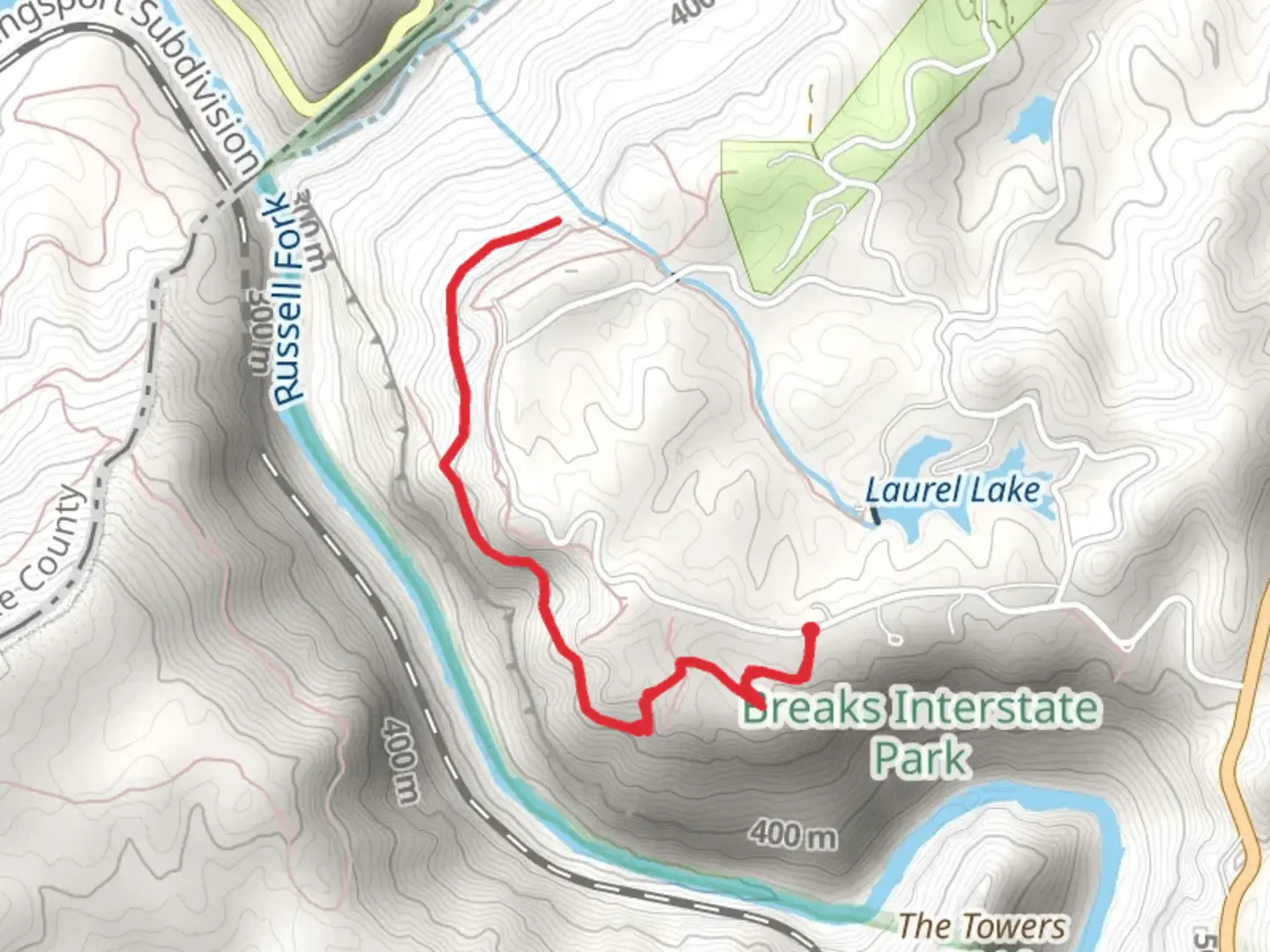 An image depicting the trail Laurel Branch via Prospector Trail and its surrounding area.