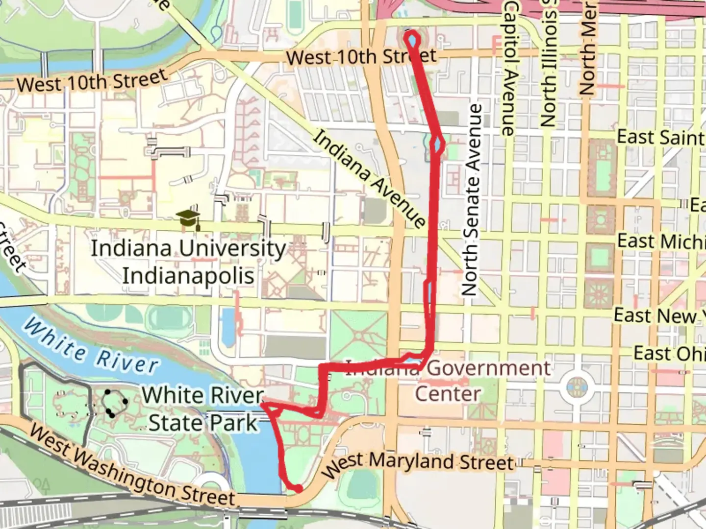 An image depicting the trail White River Wapahani and Central Indiana Canal Loop Walk and its surrounding area.