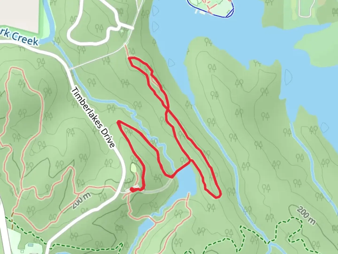 An image depicting the trail Timberlakes Loop Trail and its surrounding area.