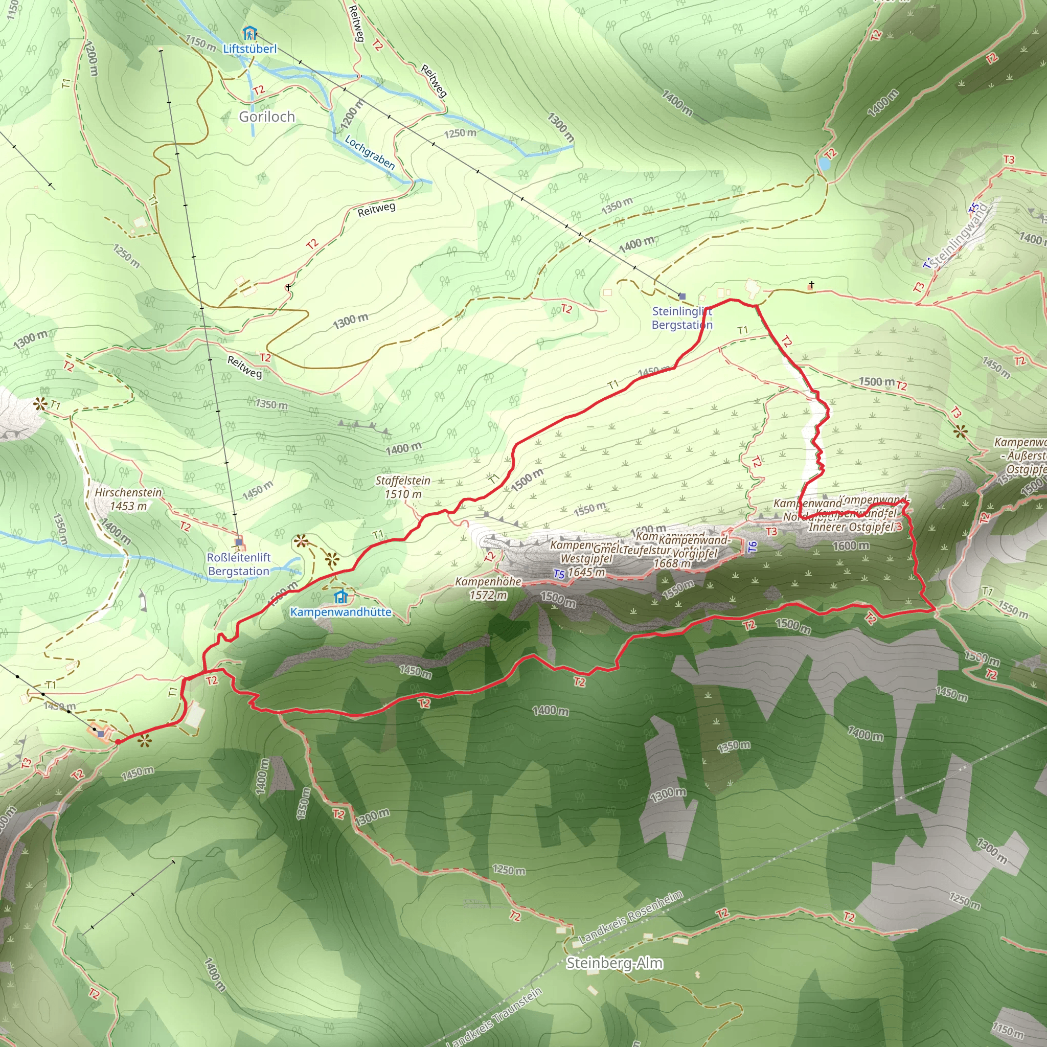 Kampenwandhutte and Bergwachthtt via Kampenwandsteig mobile static map