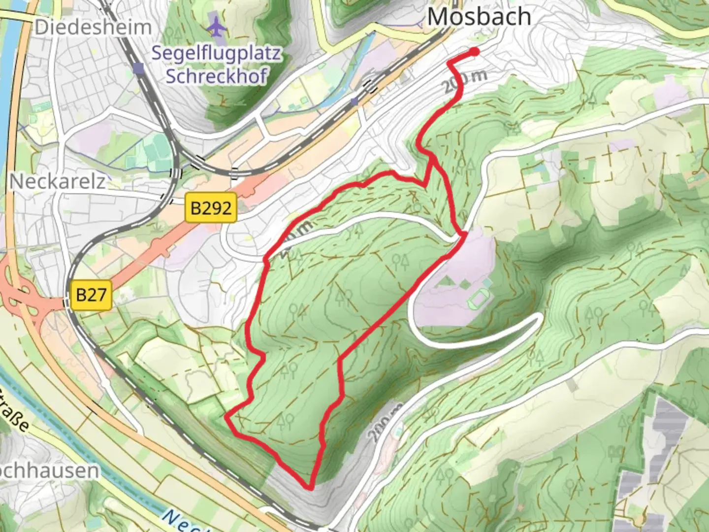 An image depicting the trail Saatschul-Weg Loop and its surrounding area.