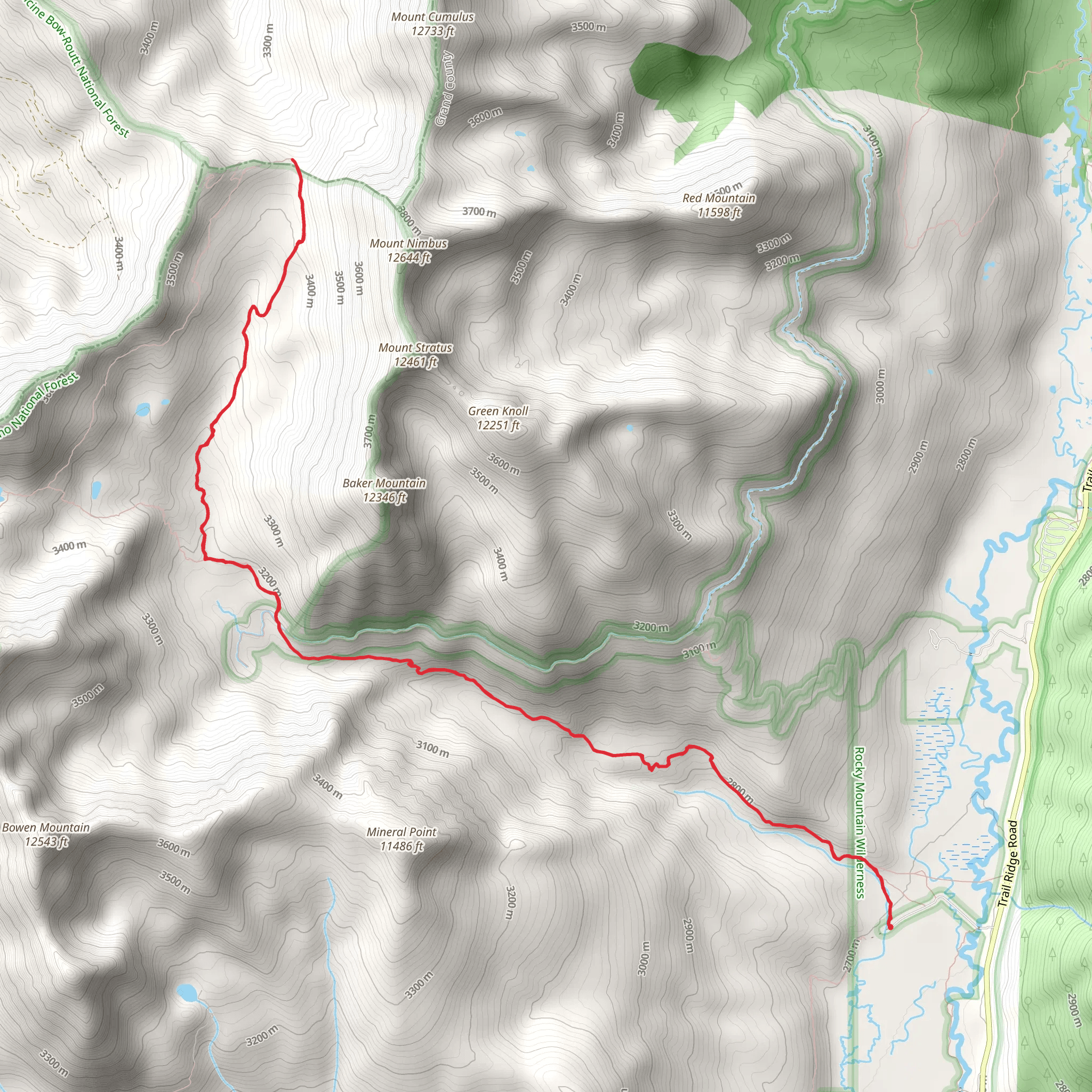 Baker Gulch Trail mobile static map