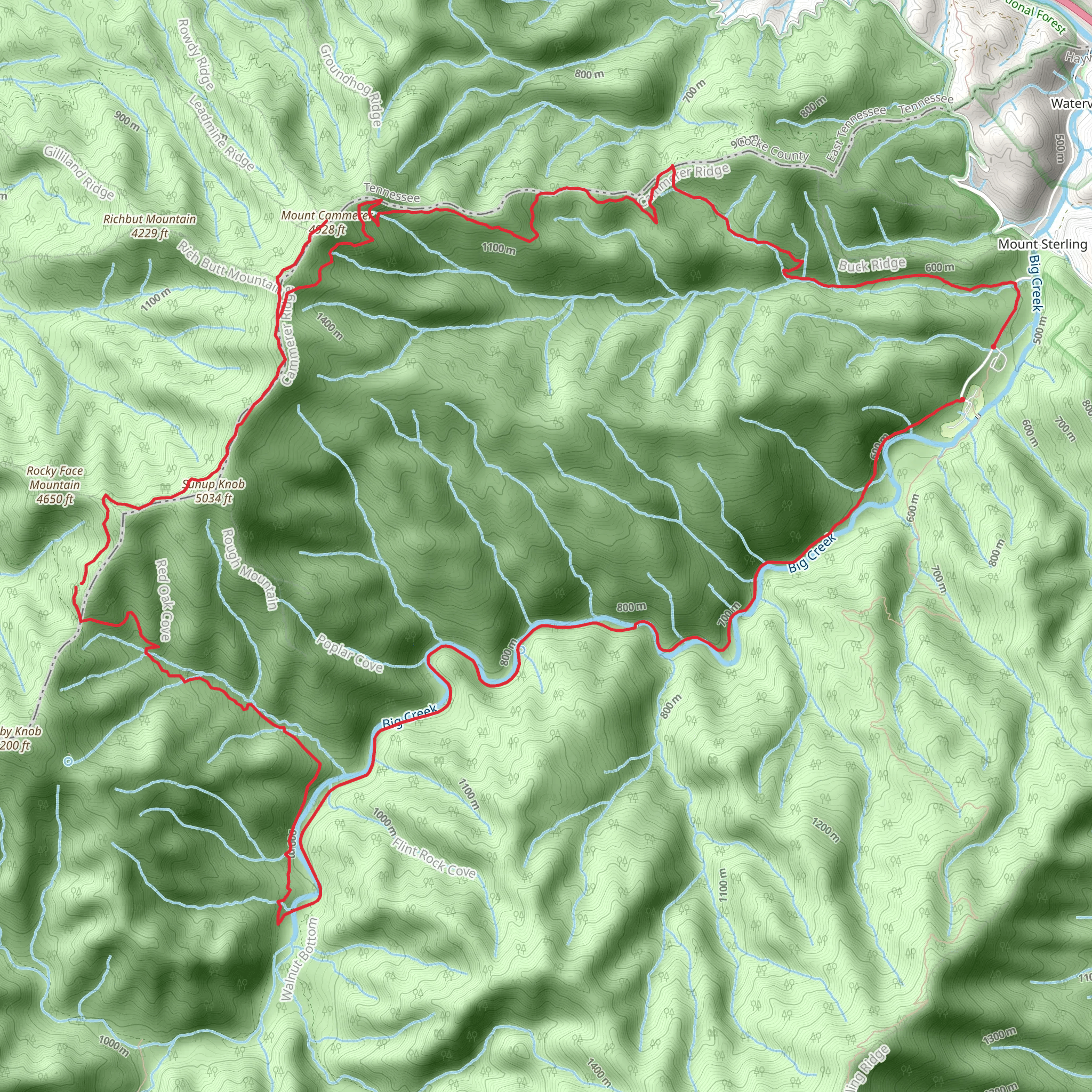 Mt Cammerer and Big Creek Loop mobile static map