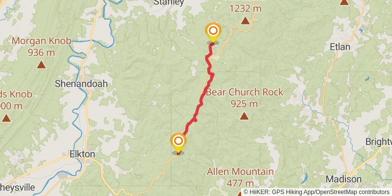 Appalachian Trail Section Hike - Shenandoah National Park stage 6 Map