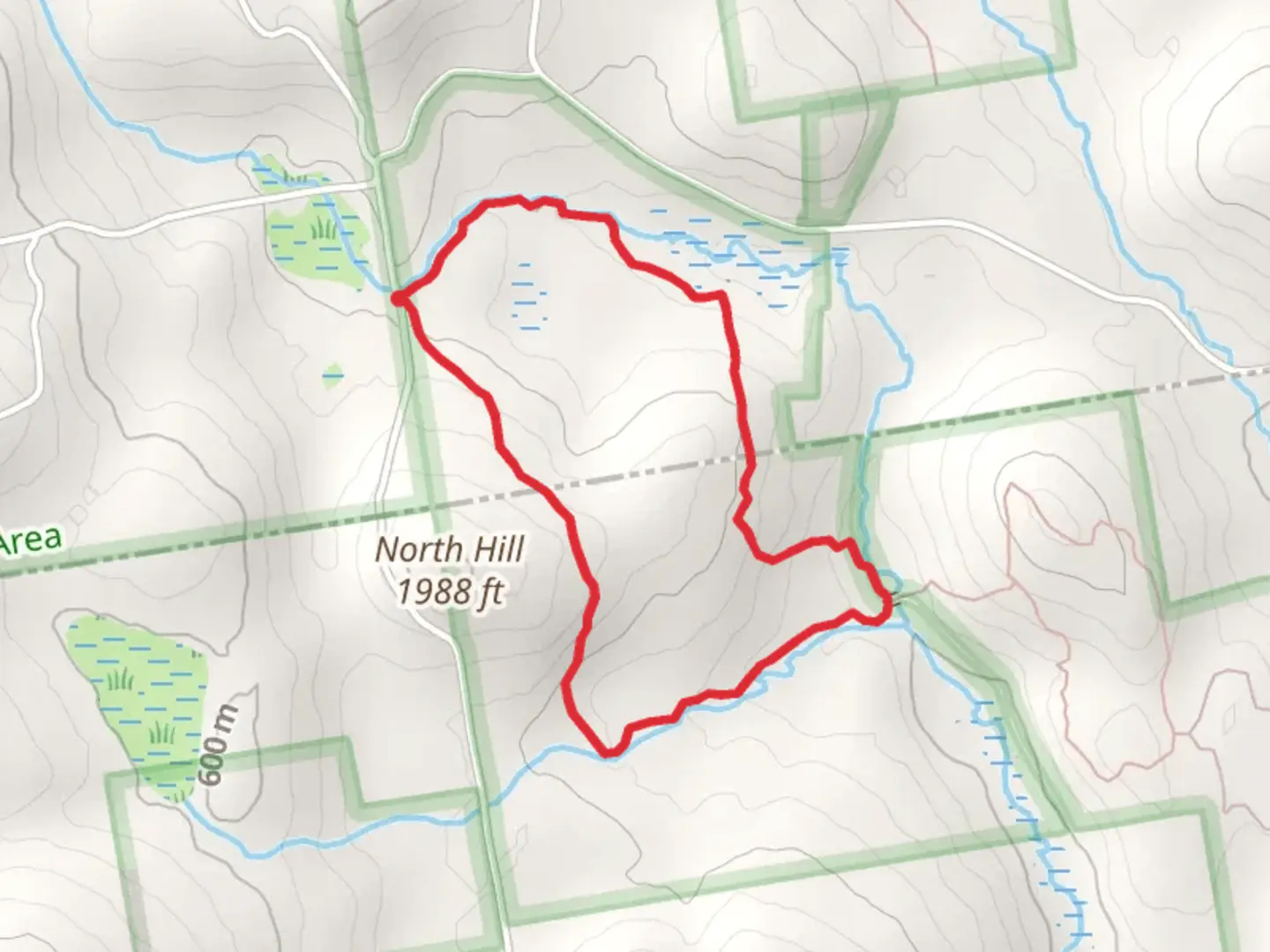 An image depicting the trail North Hill Loop and its surrounding area.