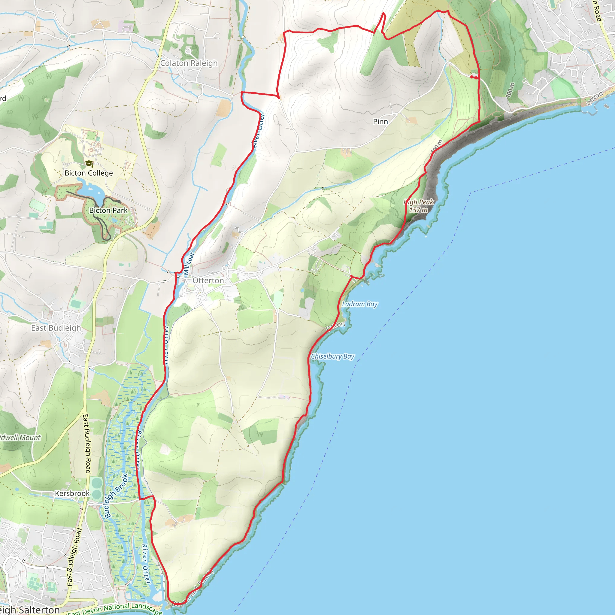 Sidmouth - Coast and River Walk mobile static map