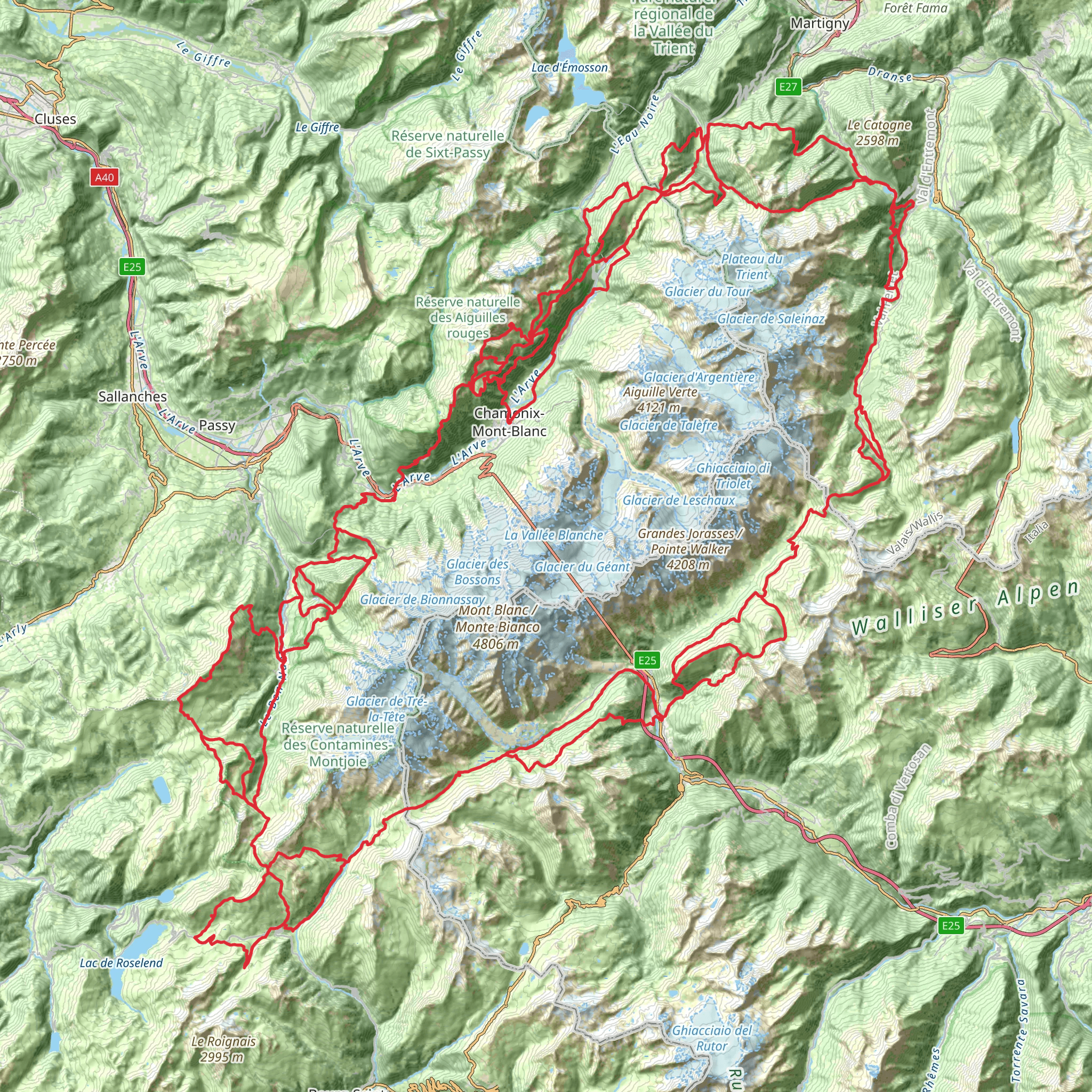 Tour du Mont Blanc mobile static map