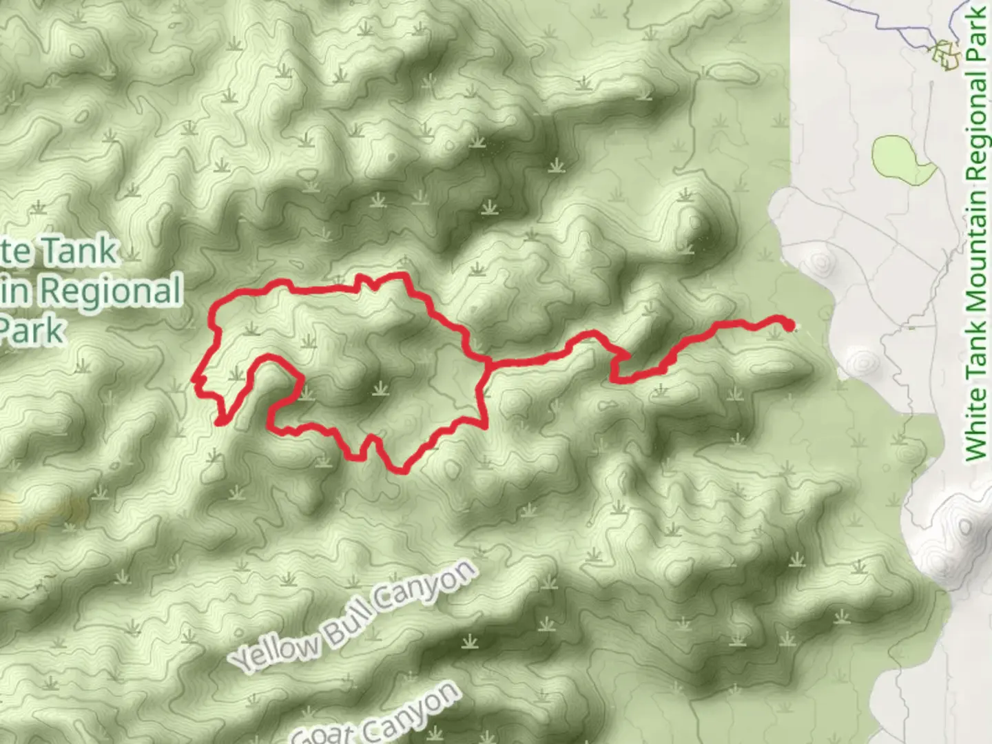 An image depicting the trail Mesquite Canyon and Willow Canyon Loop Trail and its surrounding area.