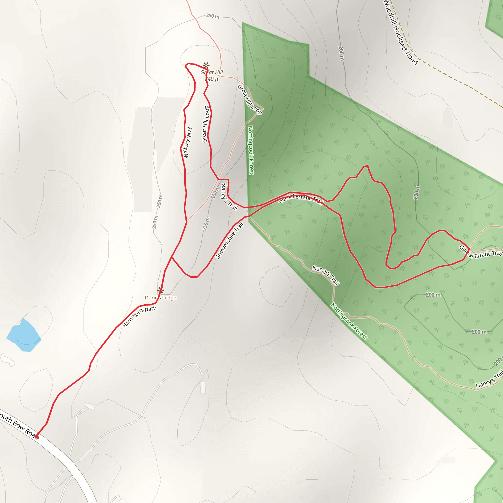 Great Hill and Glacial Erratic Trail Loop via Hamilton's Path mobile static map