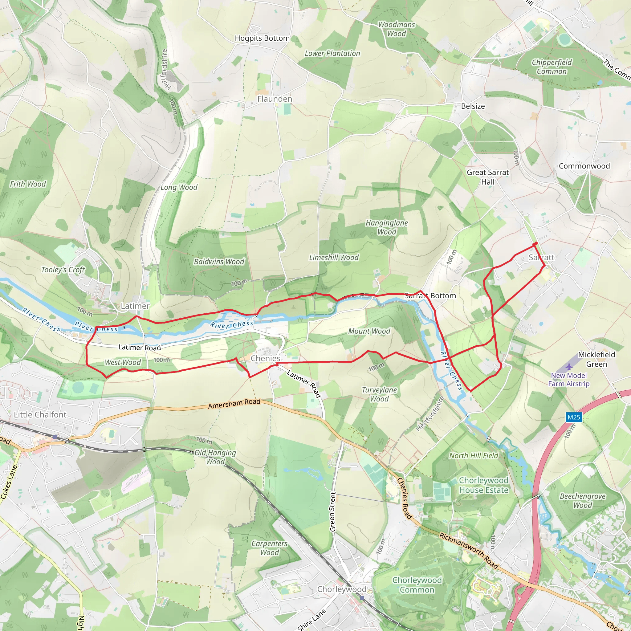 Chenies Wood and Walk Wood Loop mobile static map