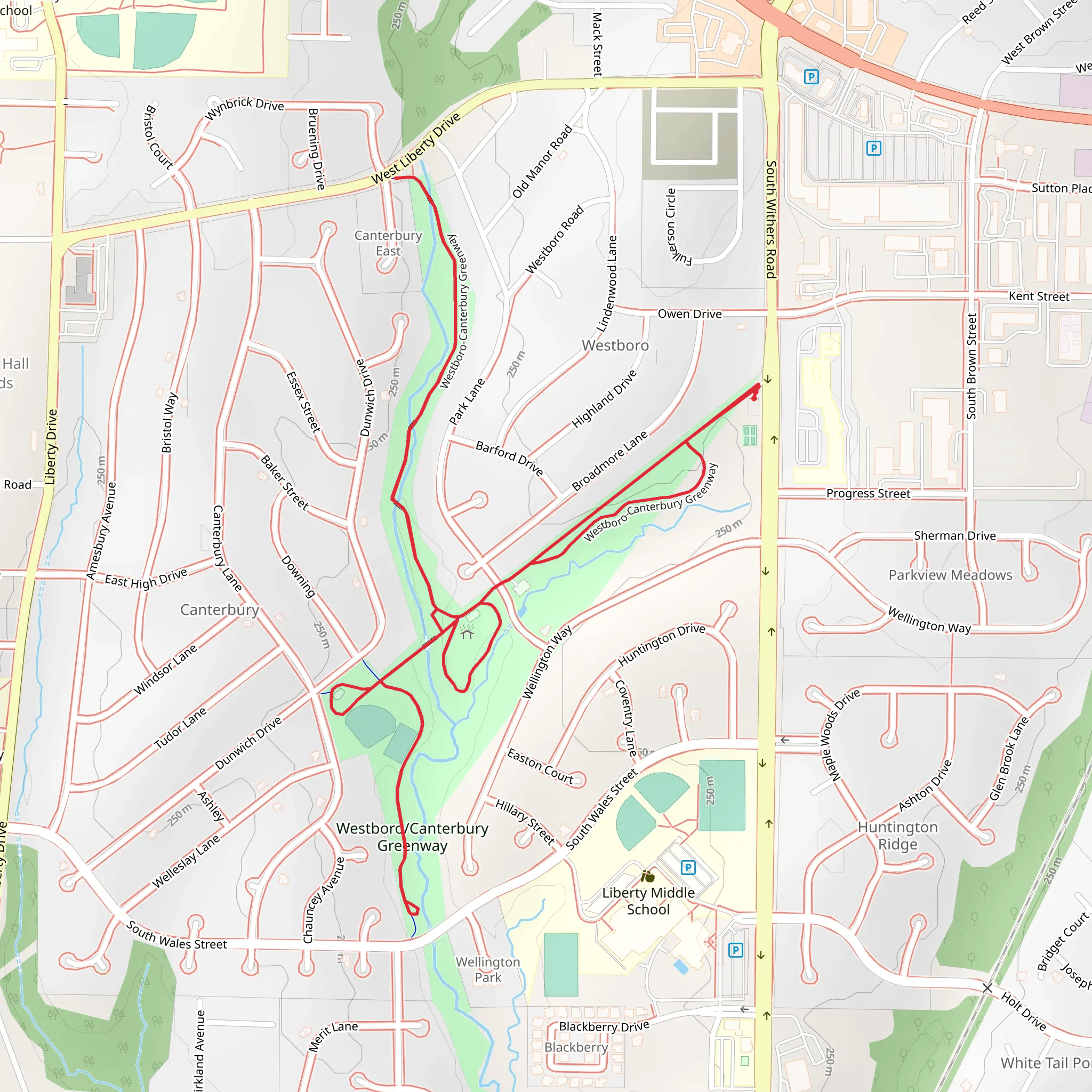 Westboro Canterbury Greenway mobile static map
