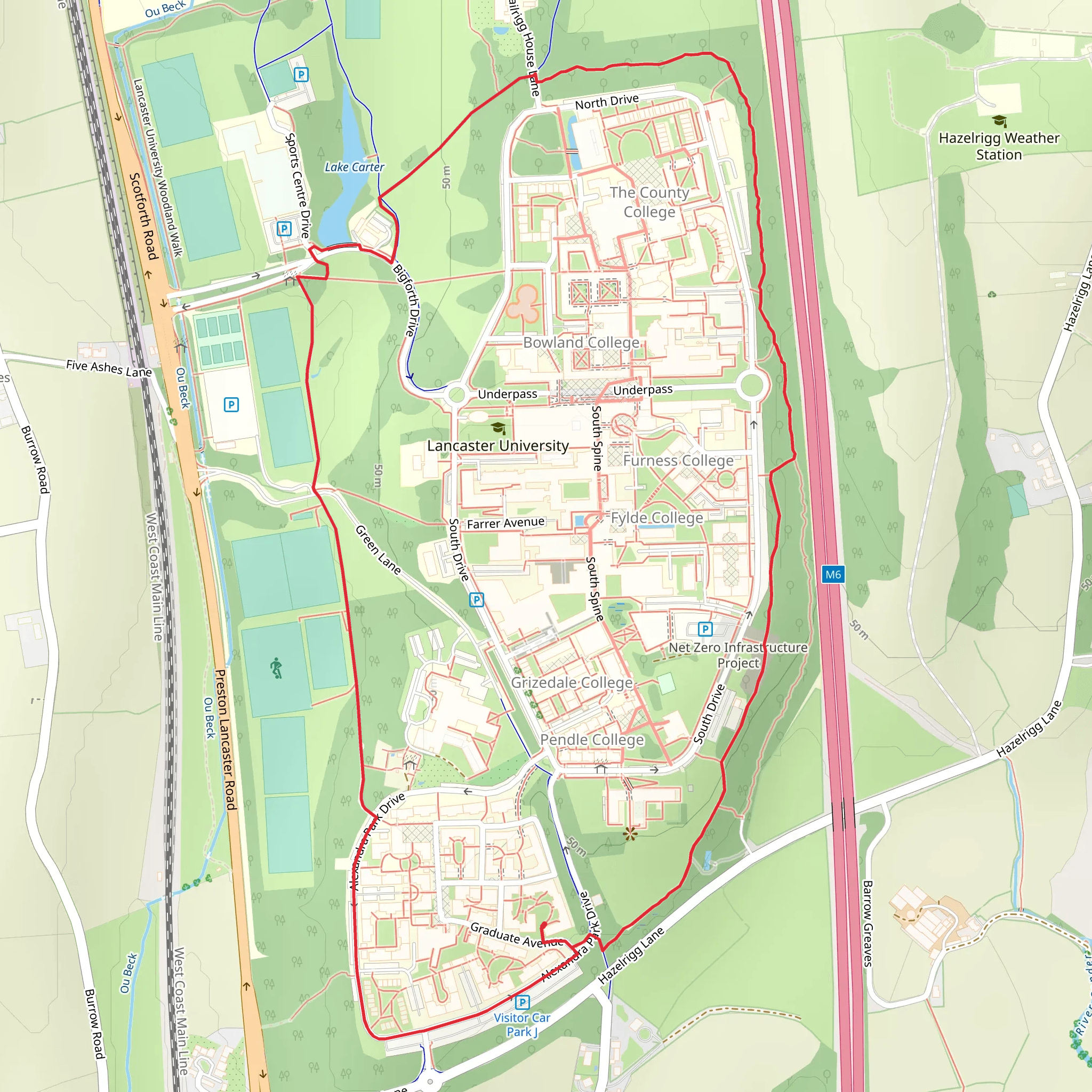 Lancaster University Woodland Loop Walk mobile static map
