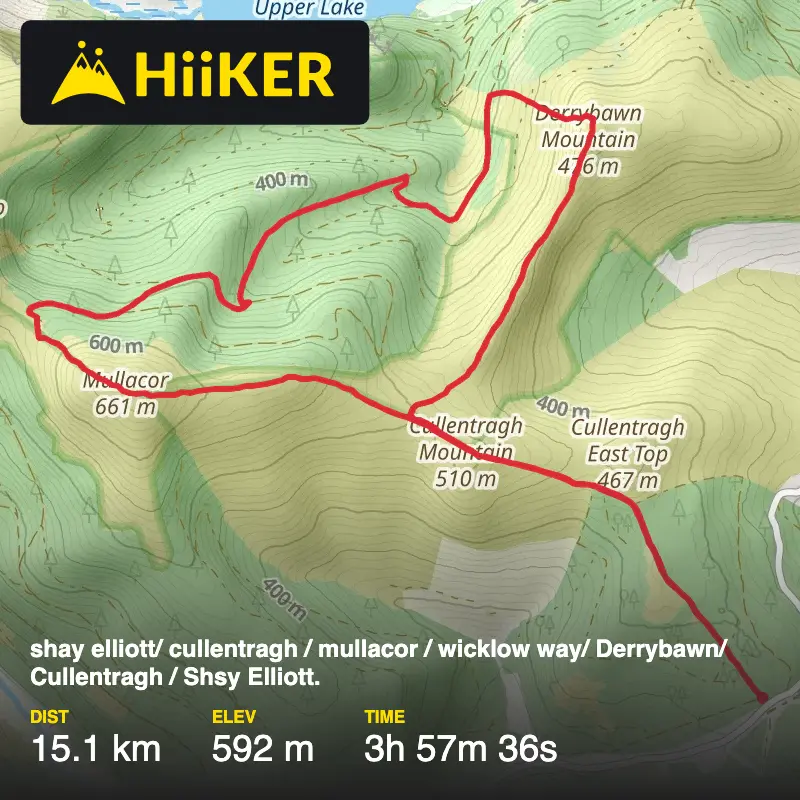 A map preview of the recording shay elliott/ cullentragh / mullacor / wicklow way/ Derrybawn/ Cullentragh / Shsy Elliott. .