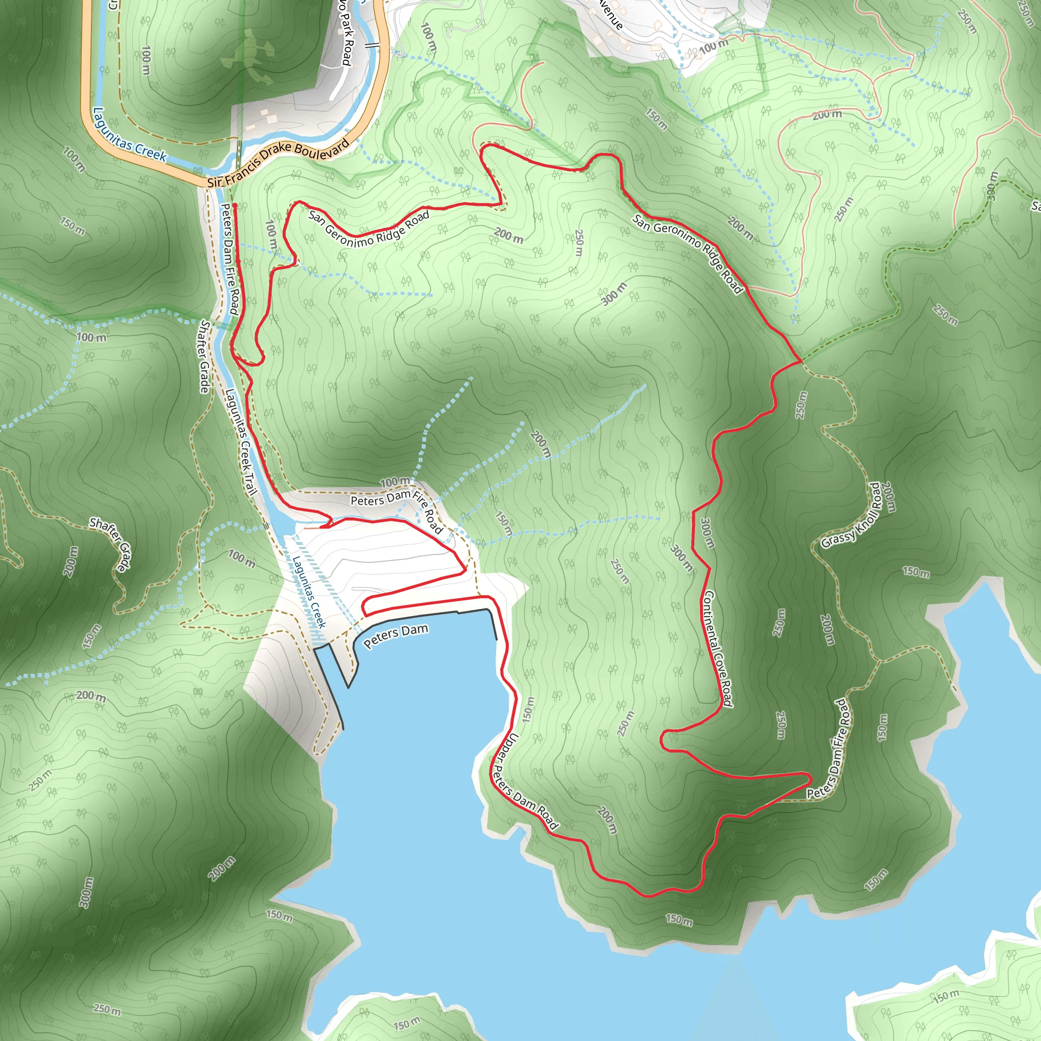 Loop beside Peters Dam - Kent Lake mobile static map