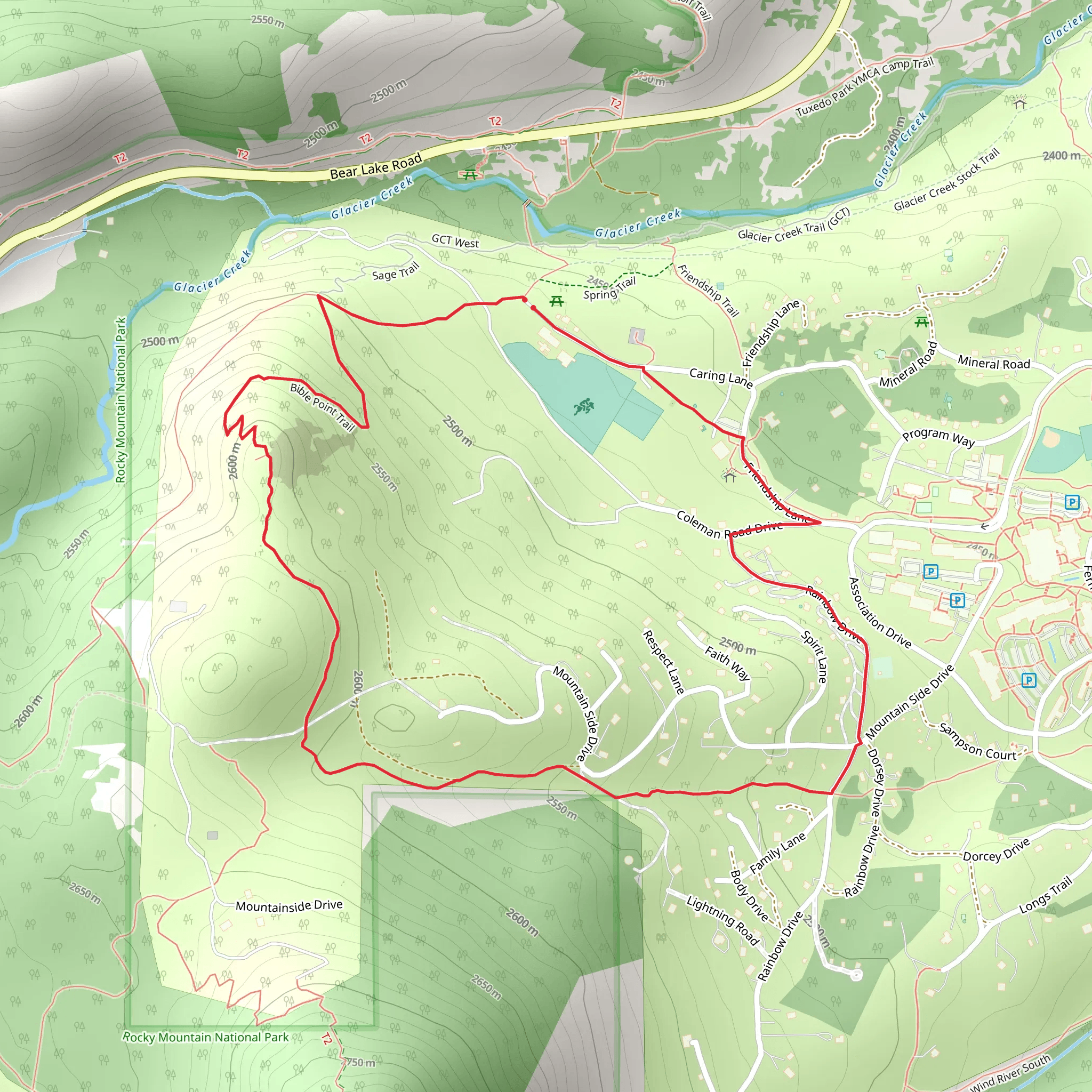 Bible Point Loop Trail mobile static map
