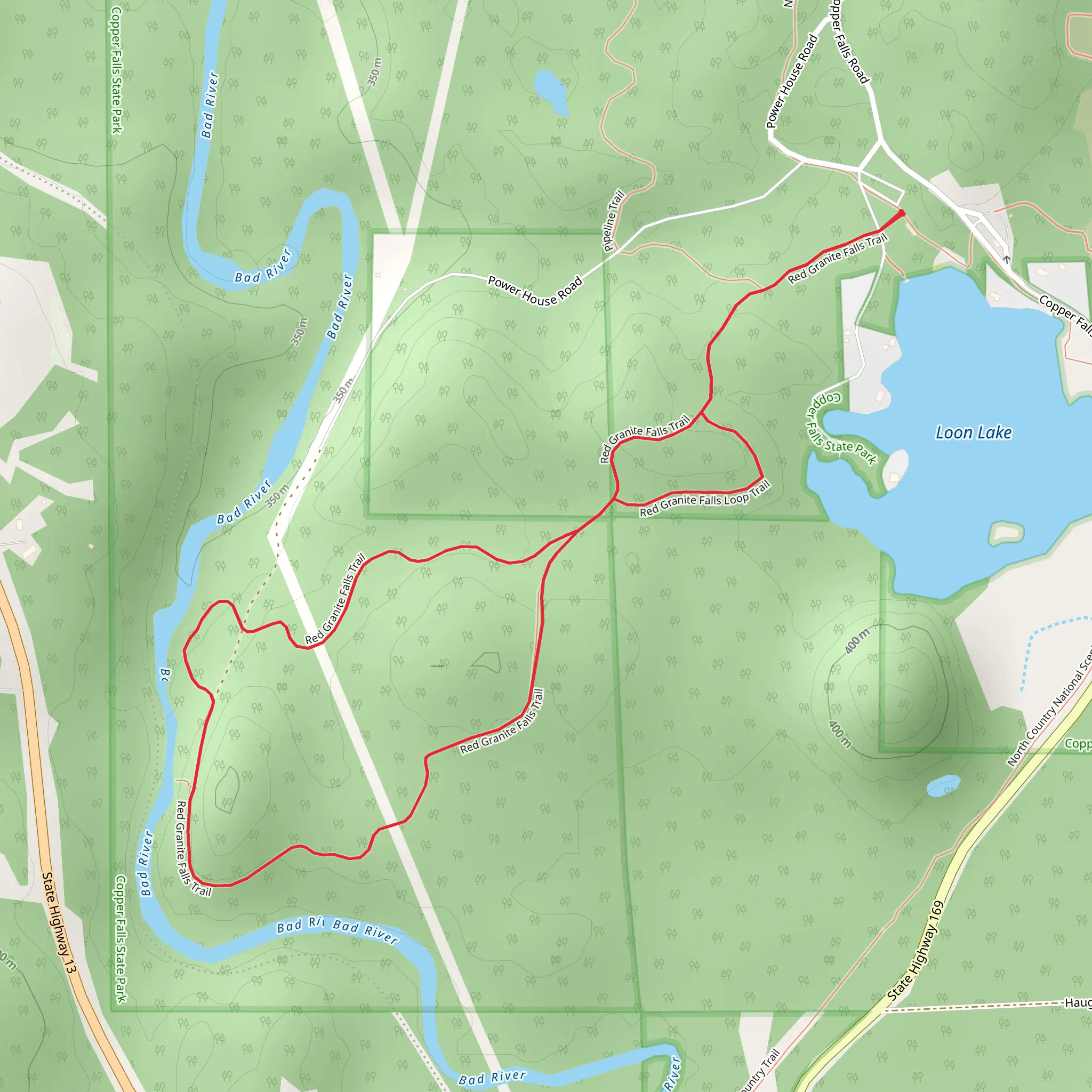 Red Granite Falls Loop Trail mobile static map
