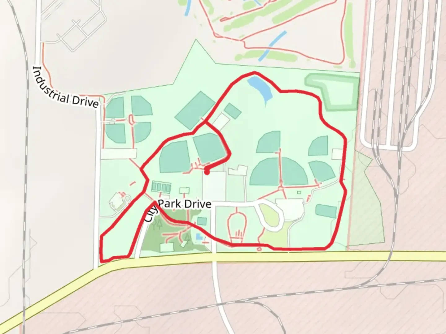 An image depicting the trail Milan City Park Loop and its surrounding area.
