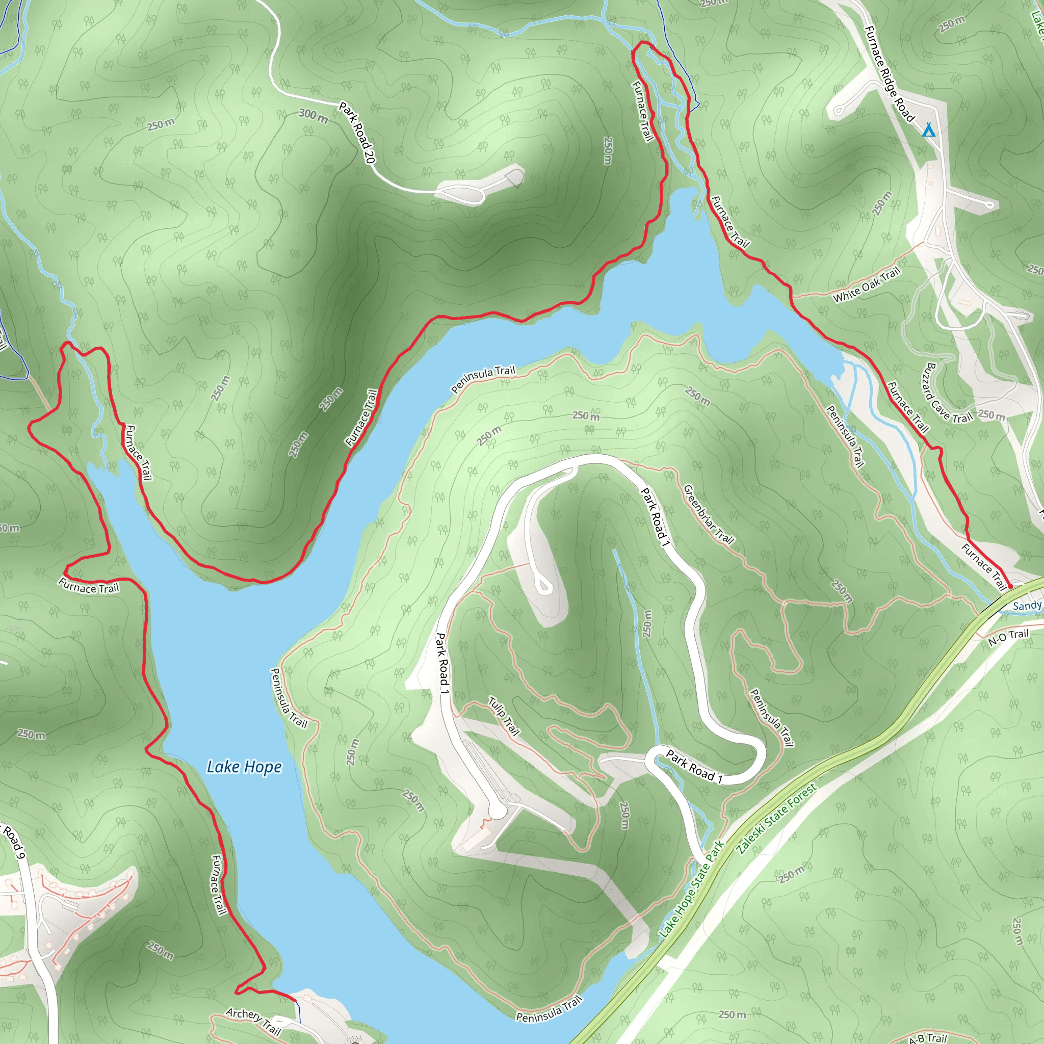 Furnace Trail - Lake Hope mobile static map
