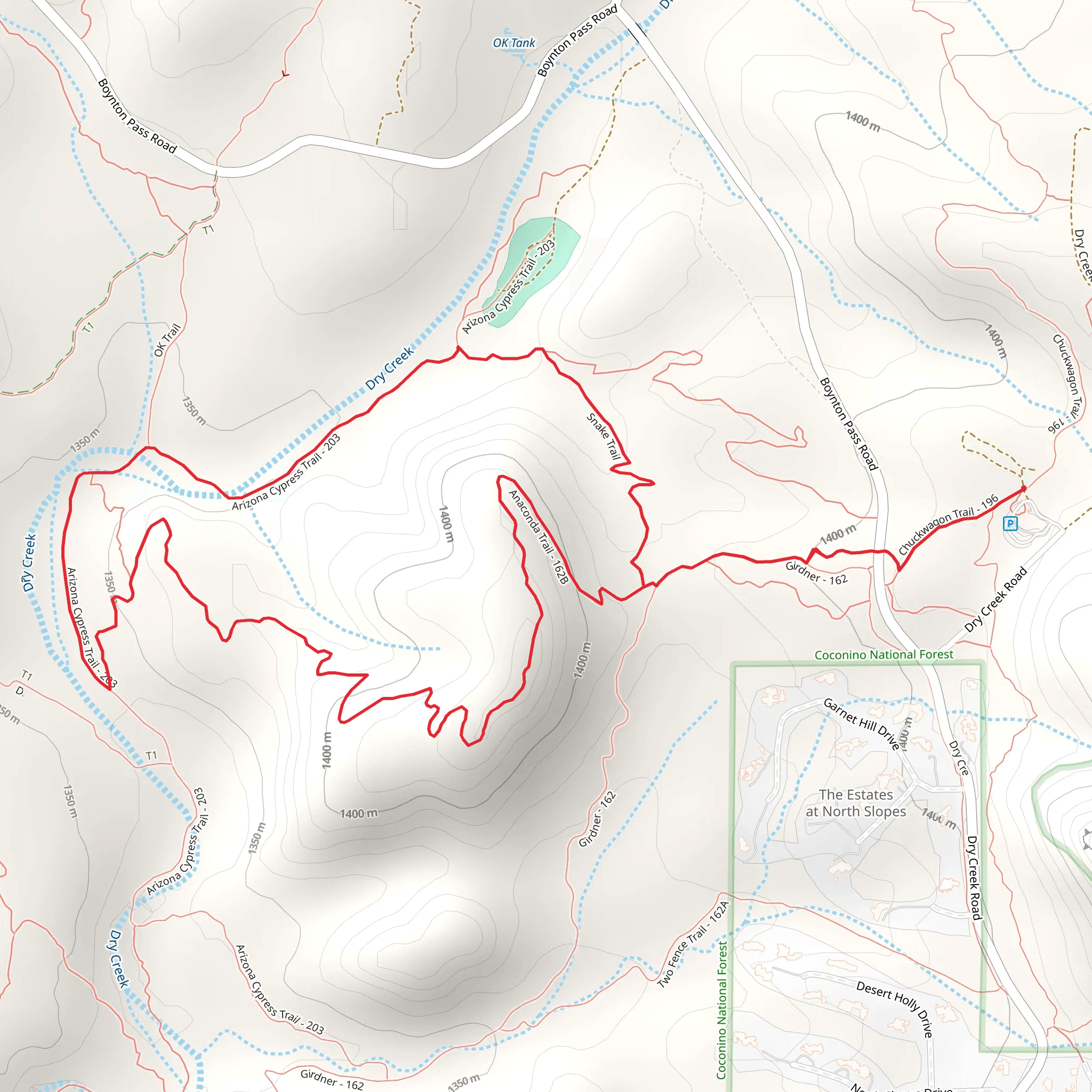 Anaconda trail and Snake Loop Trail mobile static map