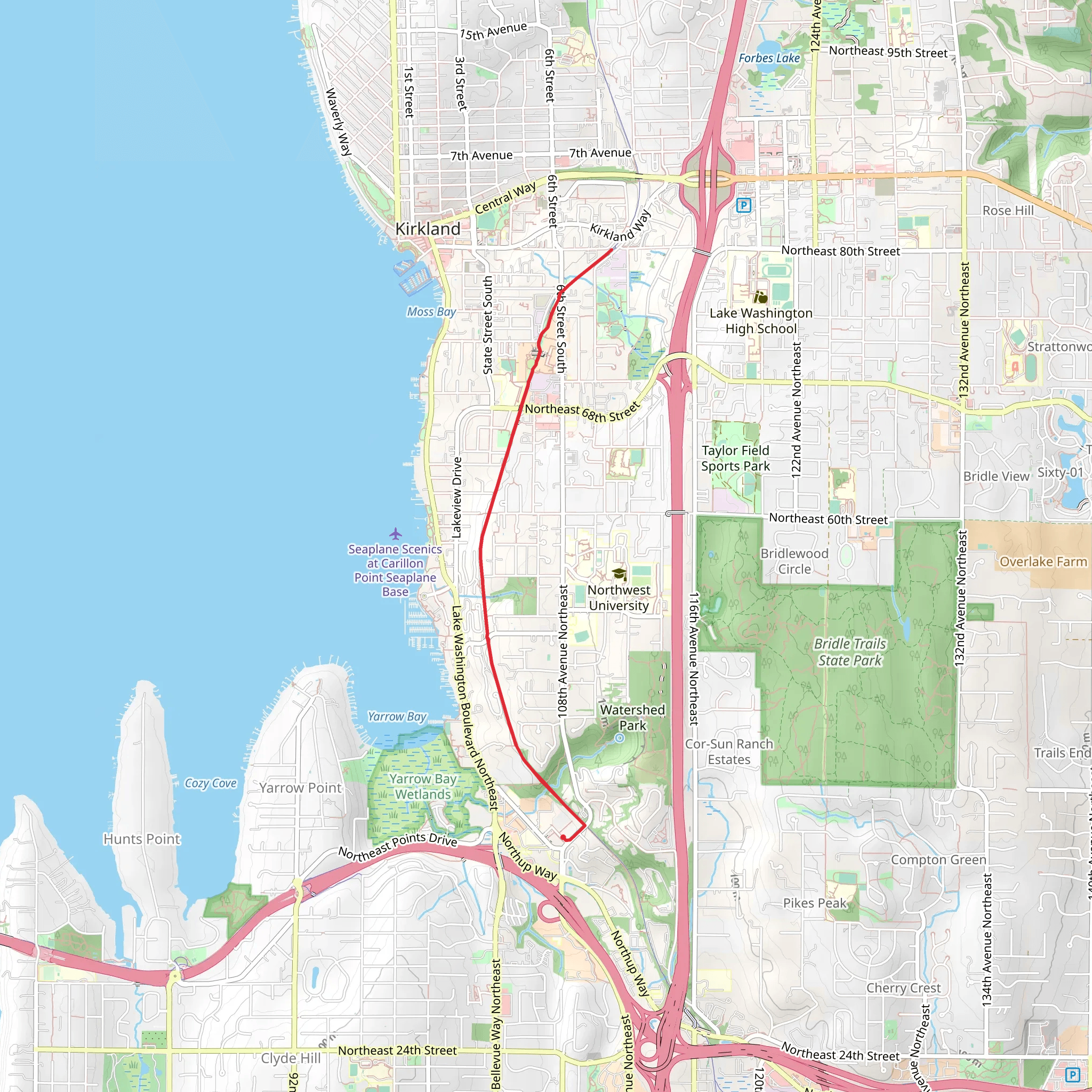 Cross Kirkland Corridor mobile static map