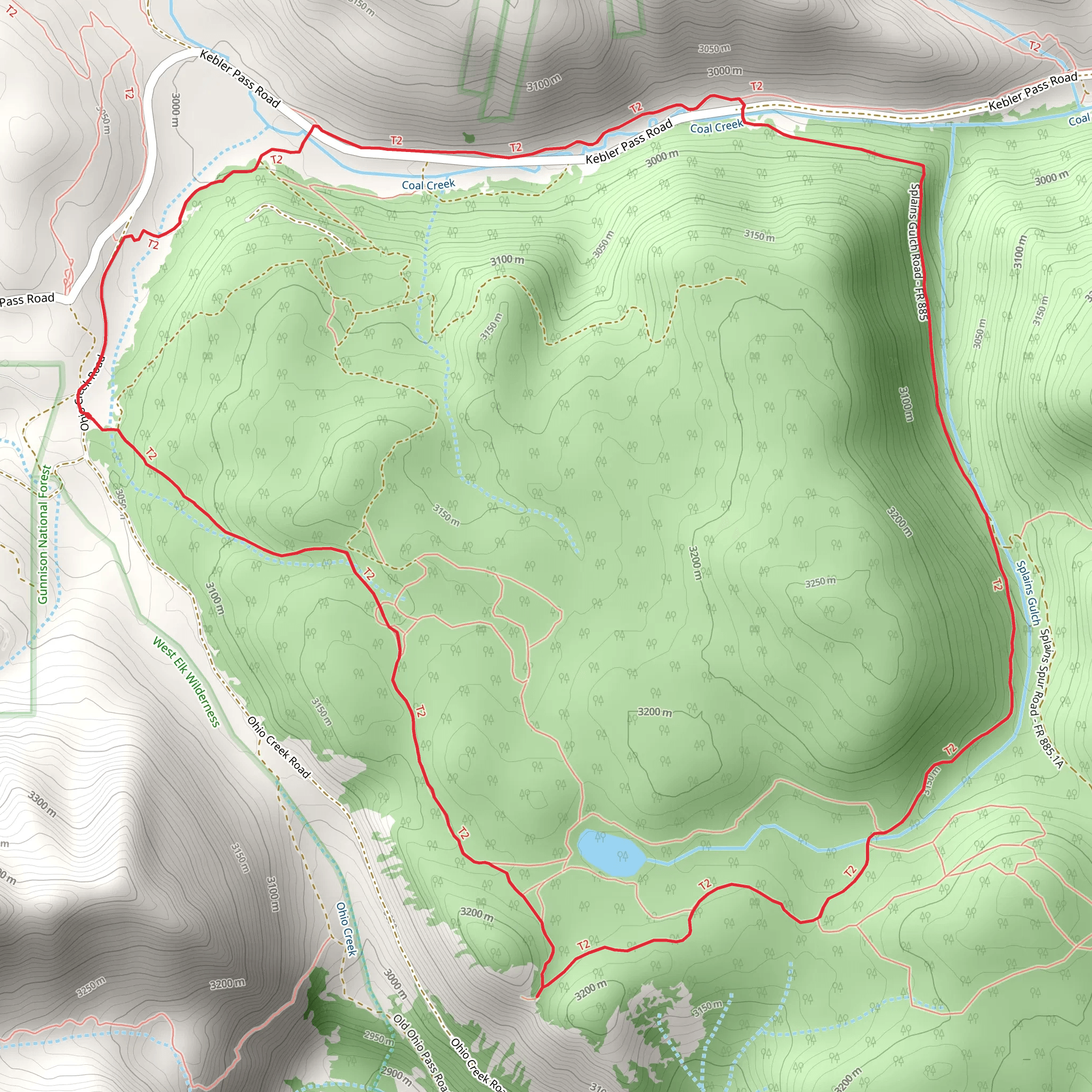 Lily Lake, Splains Gulch and Kebler Wagon Loop Trail mobile static map