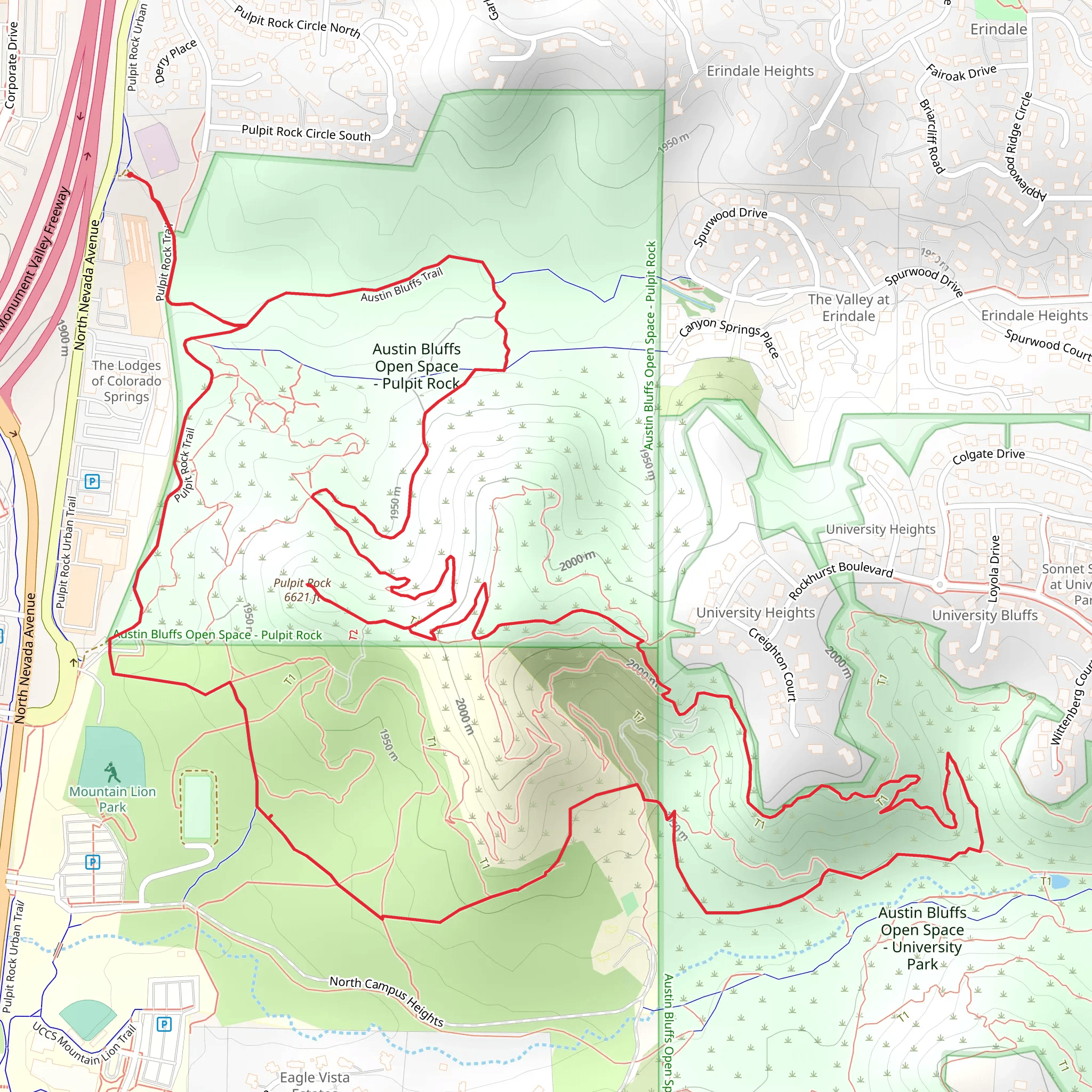 Austin Bluffs, Pulpit Rock Loop Trail mobile static map