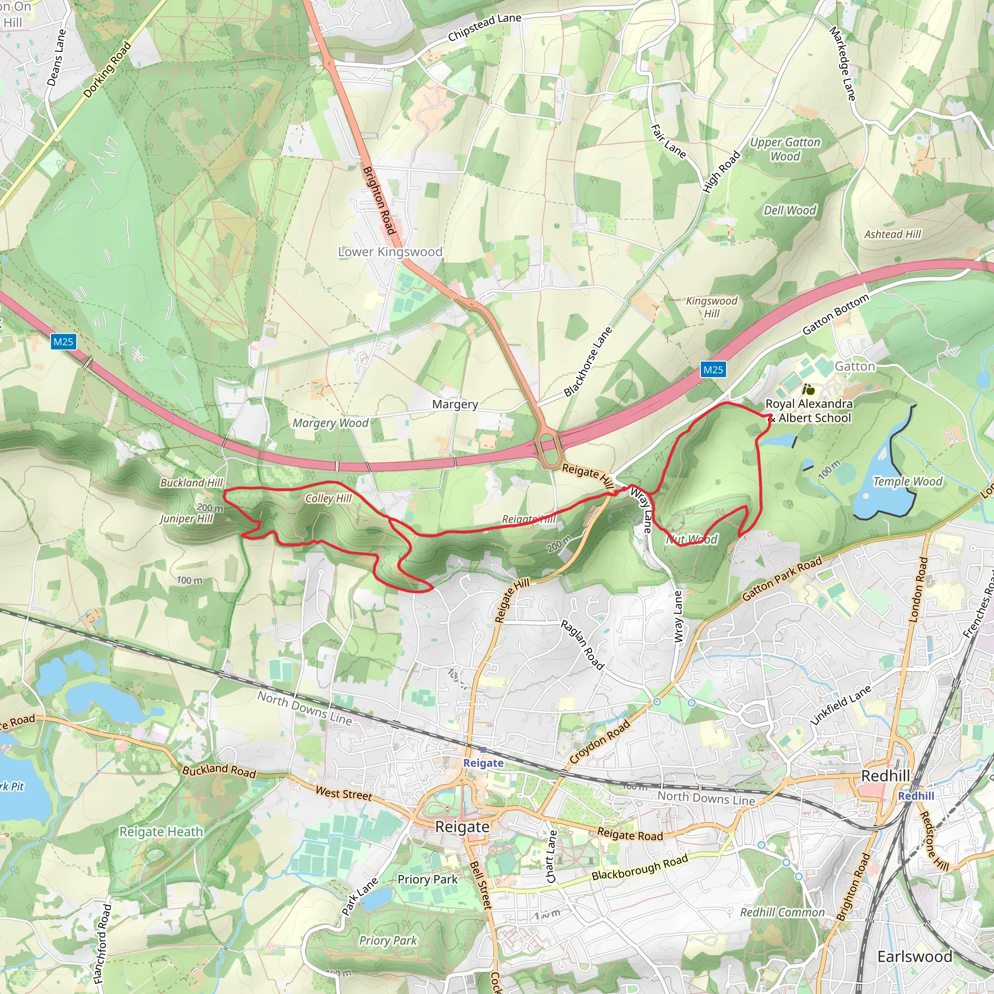 Reigate Hill and Gatton Park Loop mobile static map