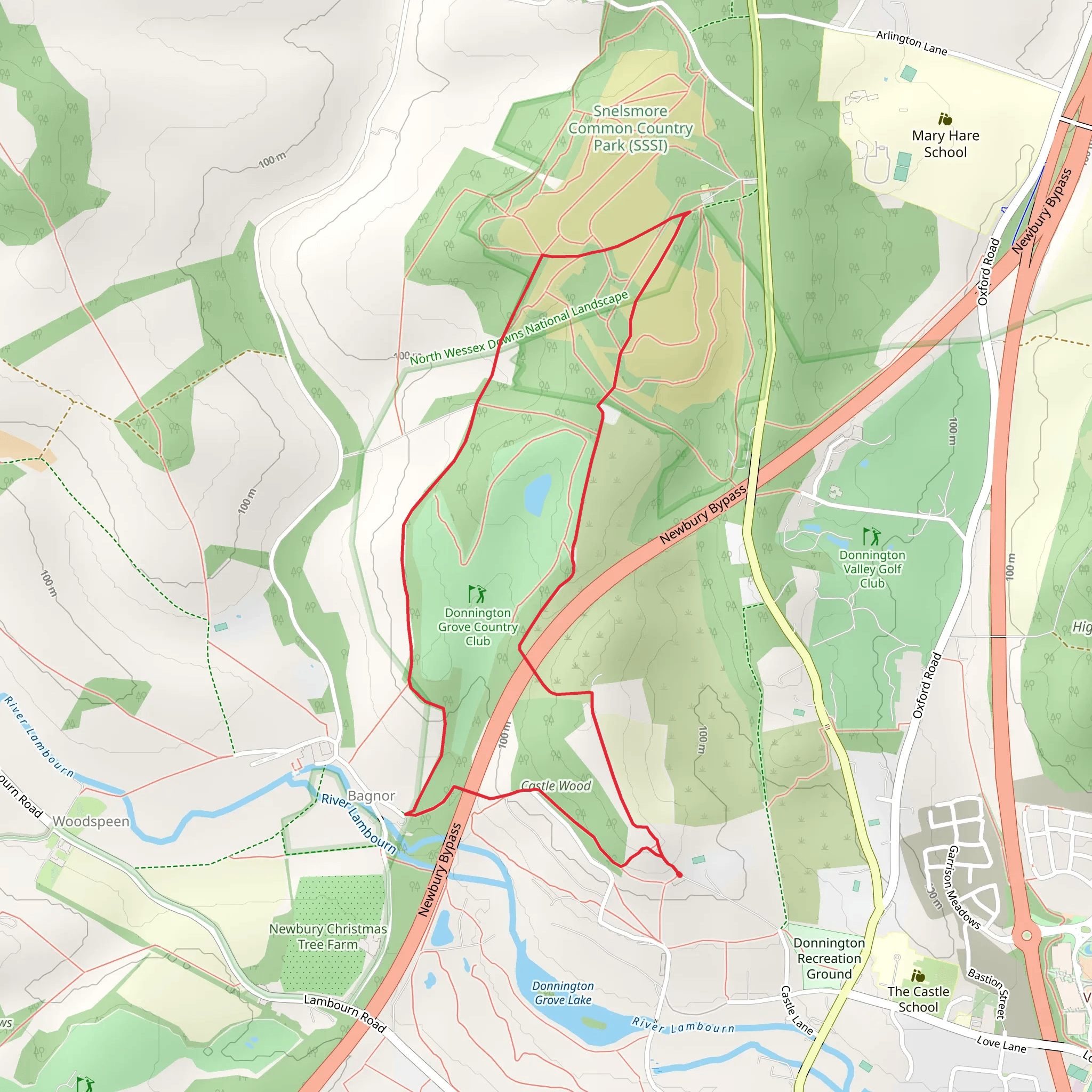 Donnington Castle Loop mobile static map