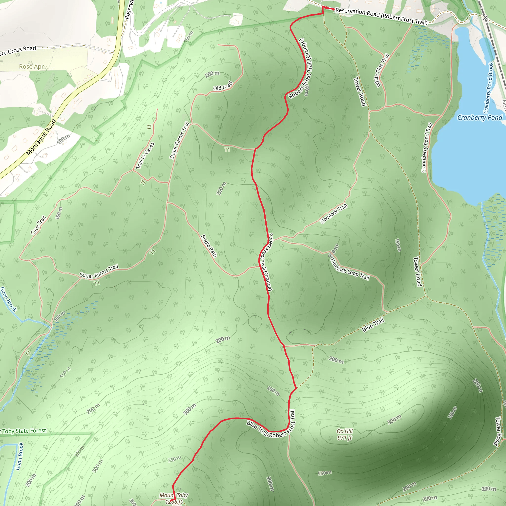 Mount Toby via Robert Frost Trail mobile static map