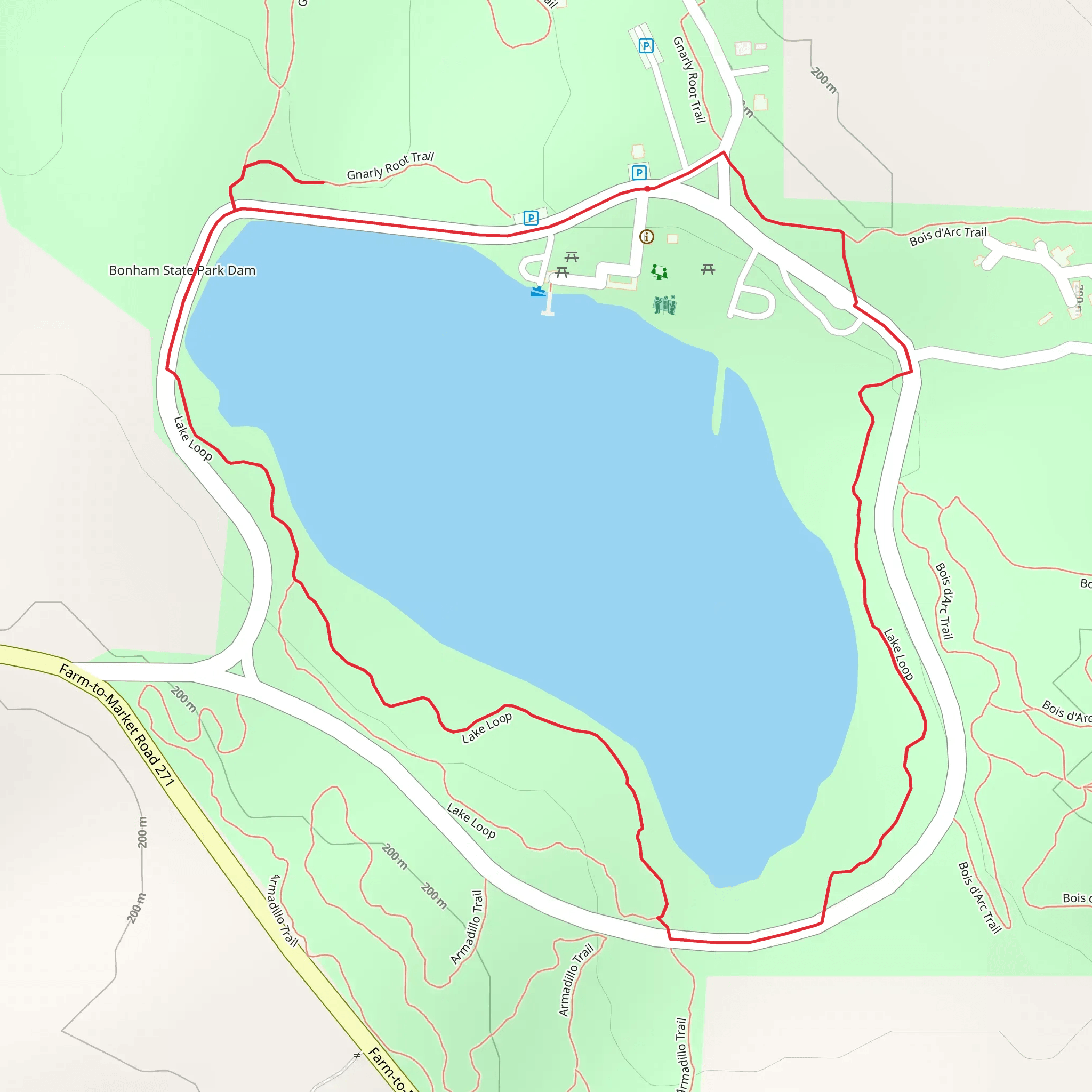 Bonham State Park Loop mobile static map