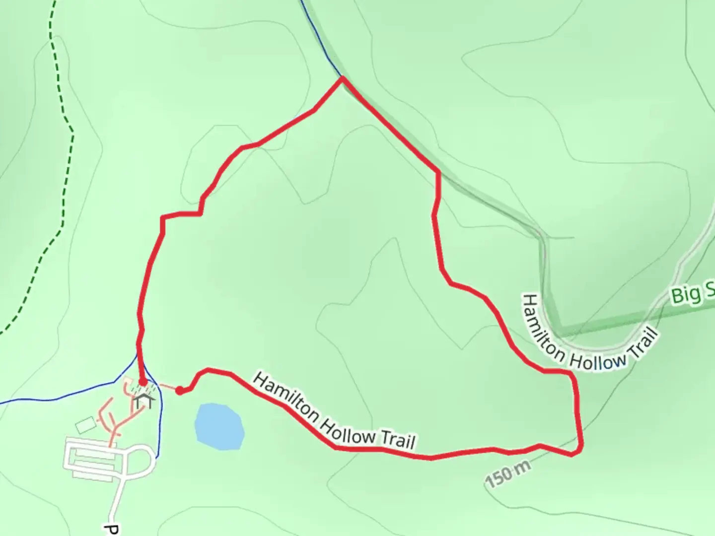 An image depicting the trail Hamilton Hollow Loop Trail and its surrounding area.