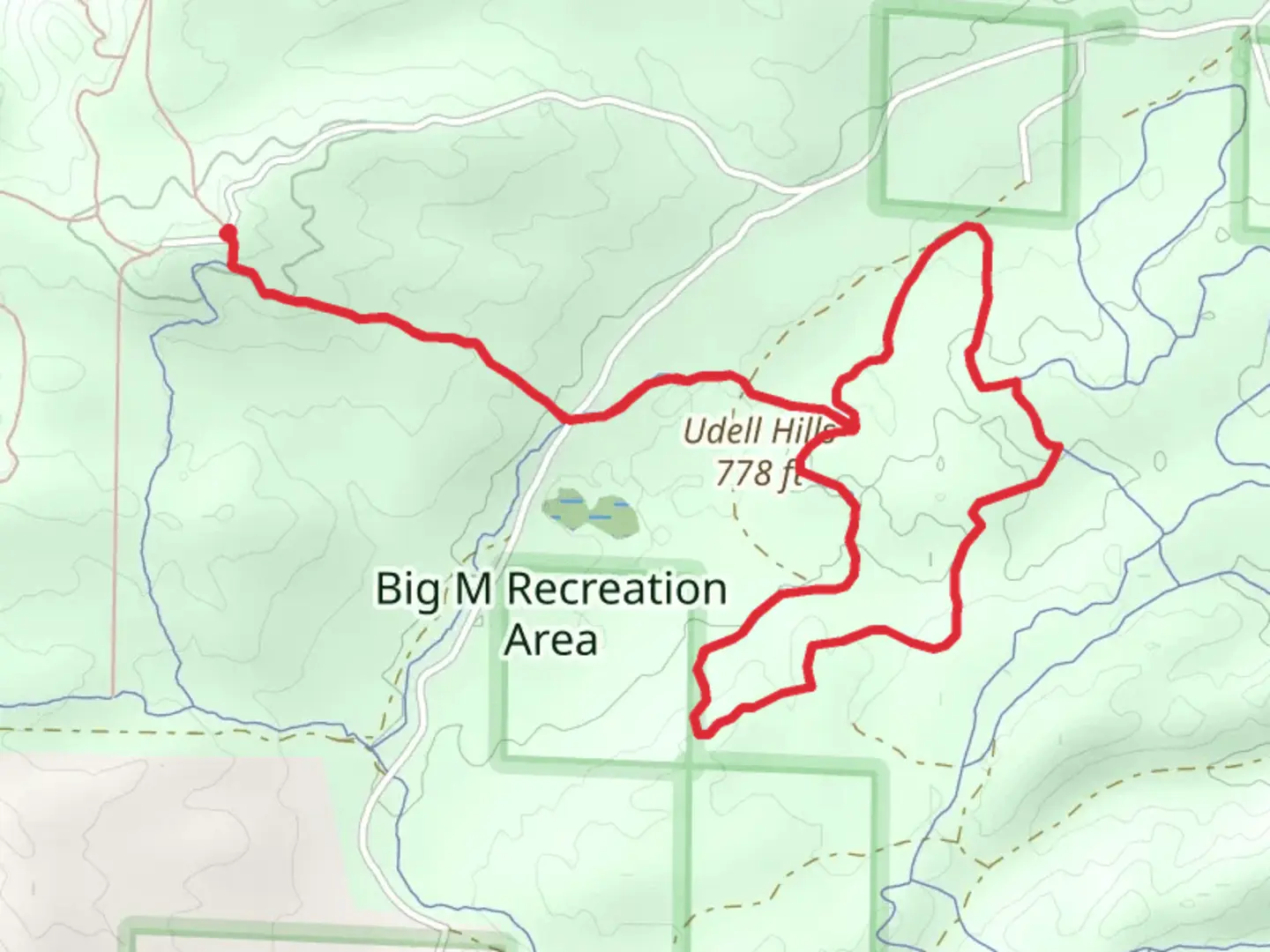 An image depicting the trail Udell Hills Loop vi Barber Chair and Oh Me 2 and its surrounding area.