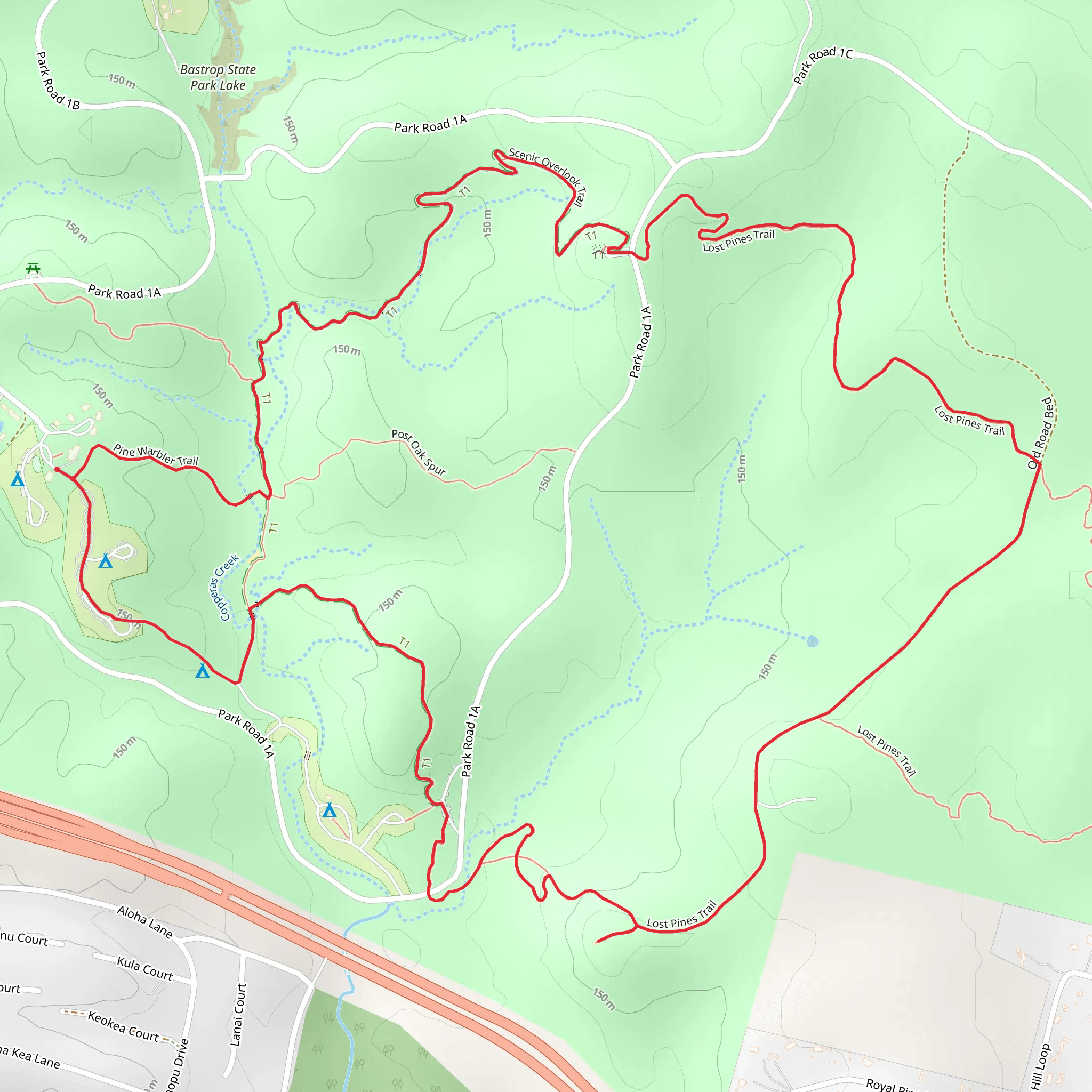 Scenic Overlook and Lost Pines Loop Trail mobile static map