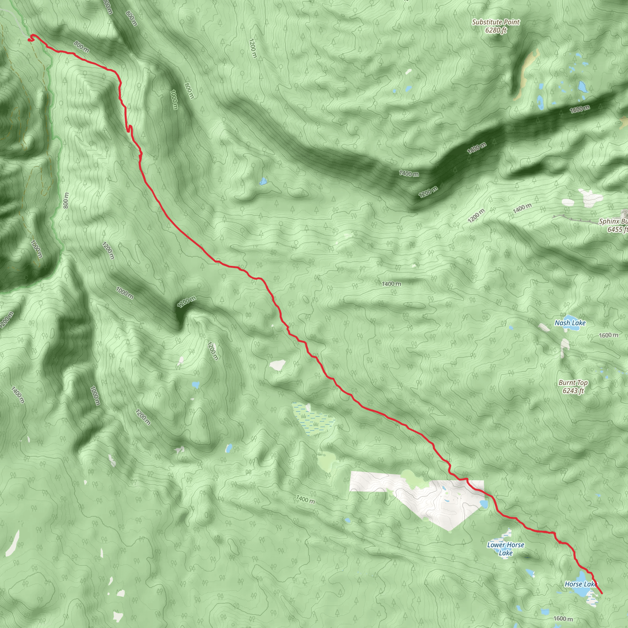 Horse Lake via Horse Creek Trail mobile static map