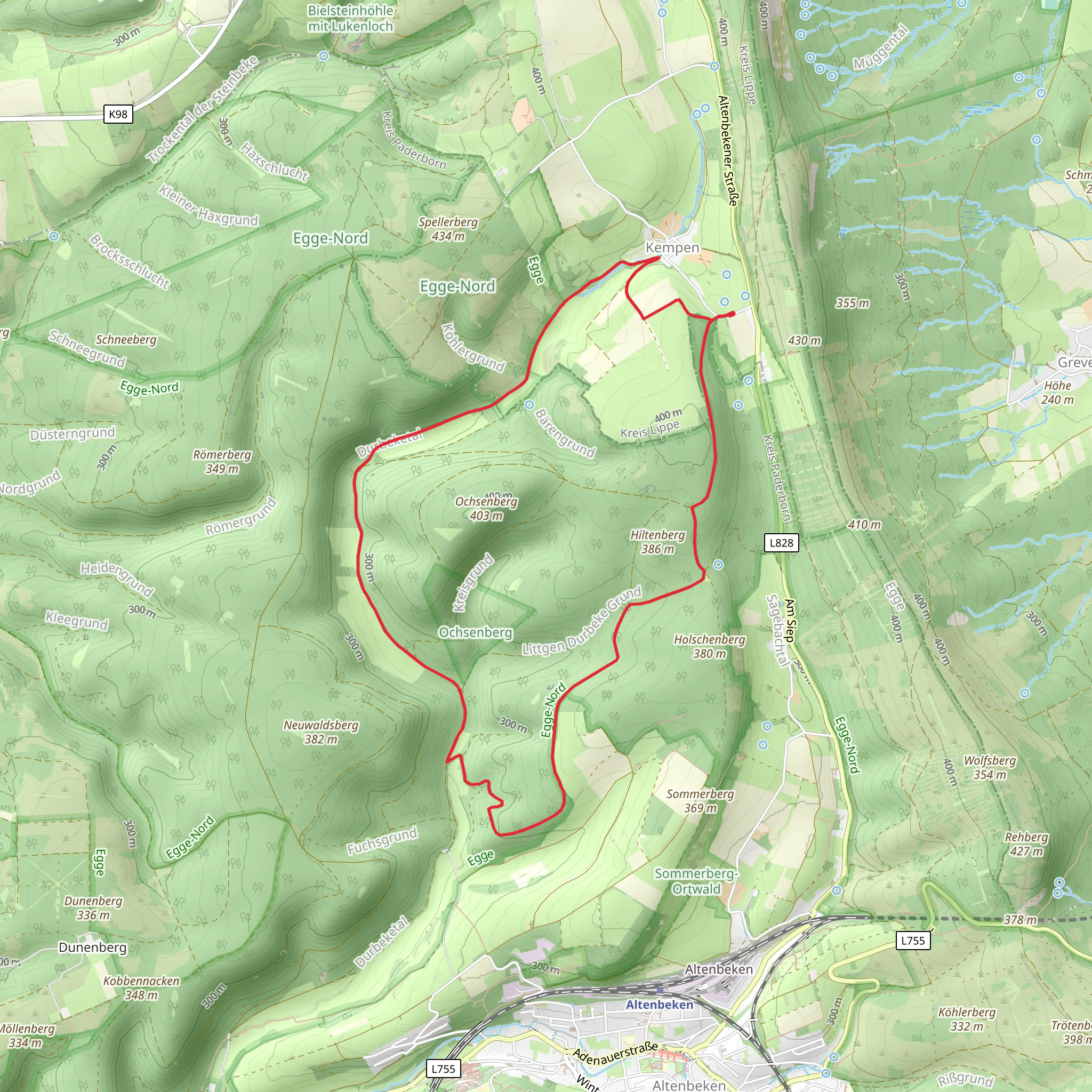 Durbekeweg, Klingweg and Saberweg Loop mobile static map