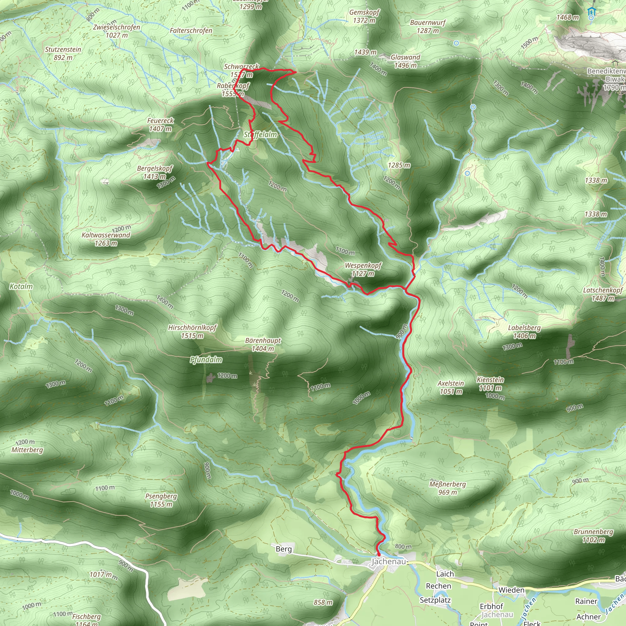 Schwarzeck and Rabenkopf Loop - Jachenau mobile static map