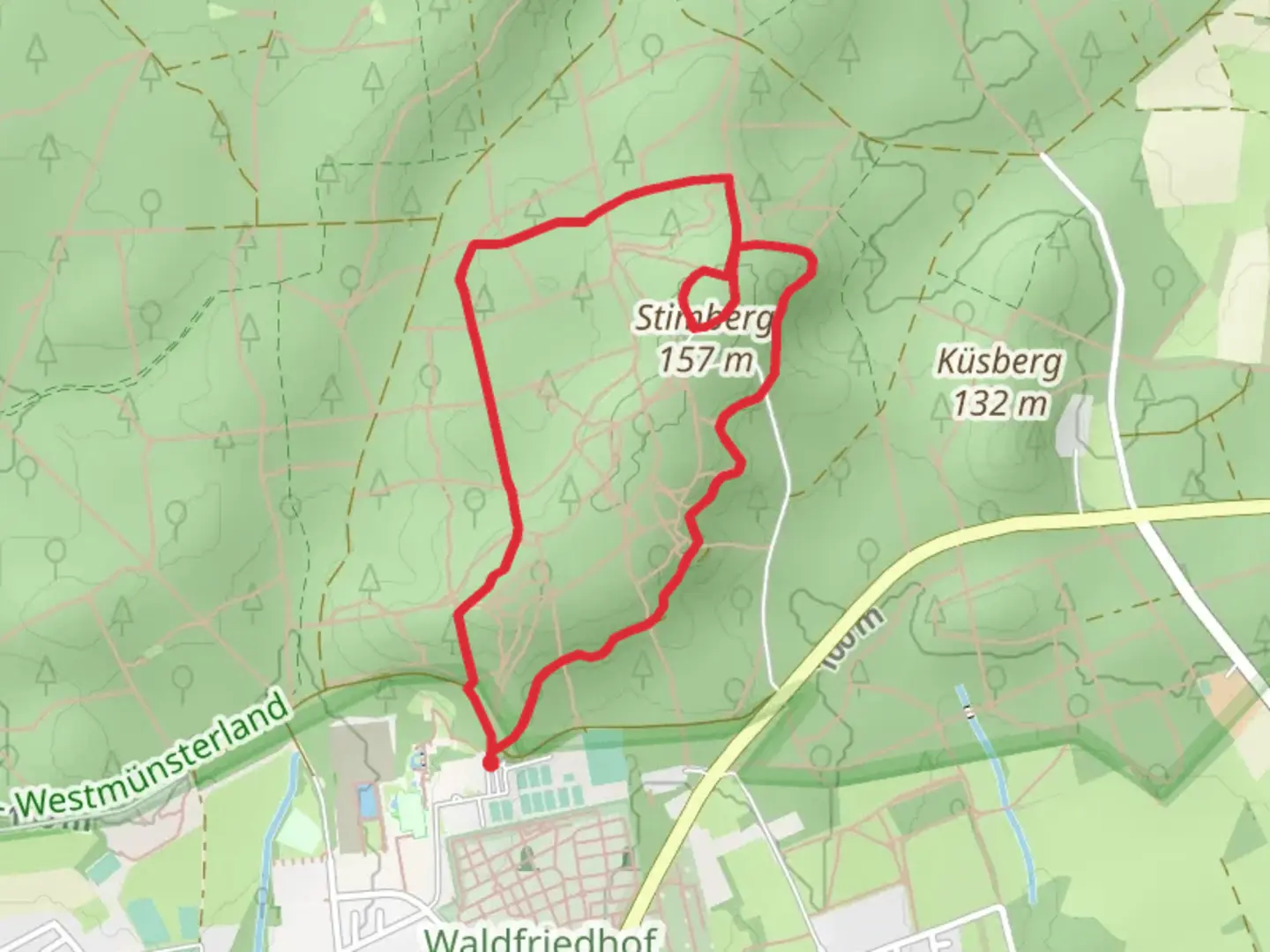 An image depicting the trail Stimberg Loop and its surrounding area.
