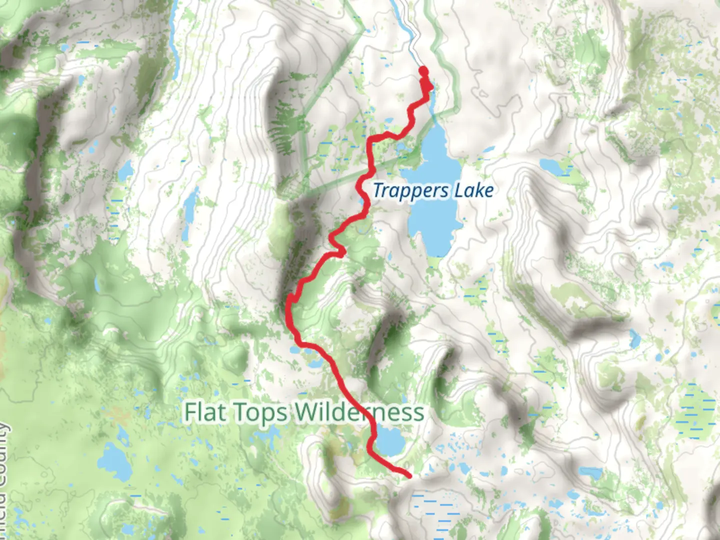 An image depicting the trail Wall Lake Trail - Trappers Lake and its surrounding area.
