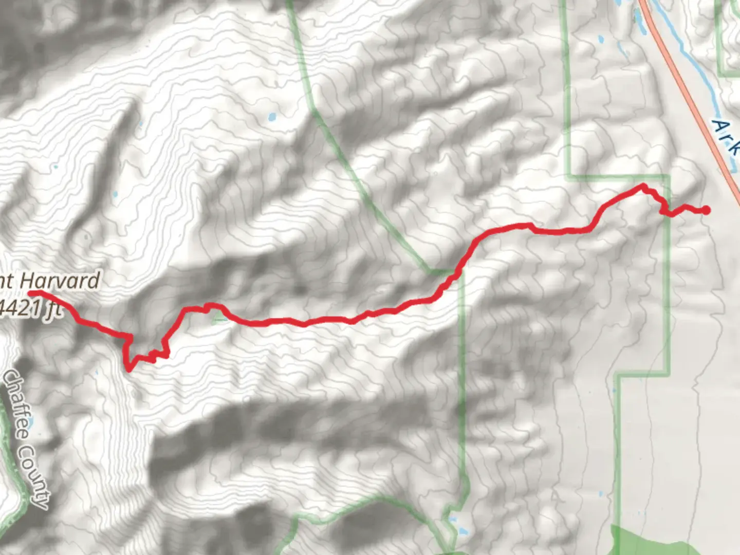 An image depicting the trail Mount Harvard via Frenchman Creek and its surrounding area.