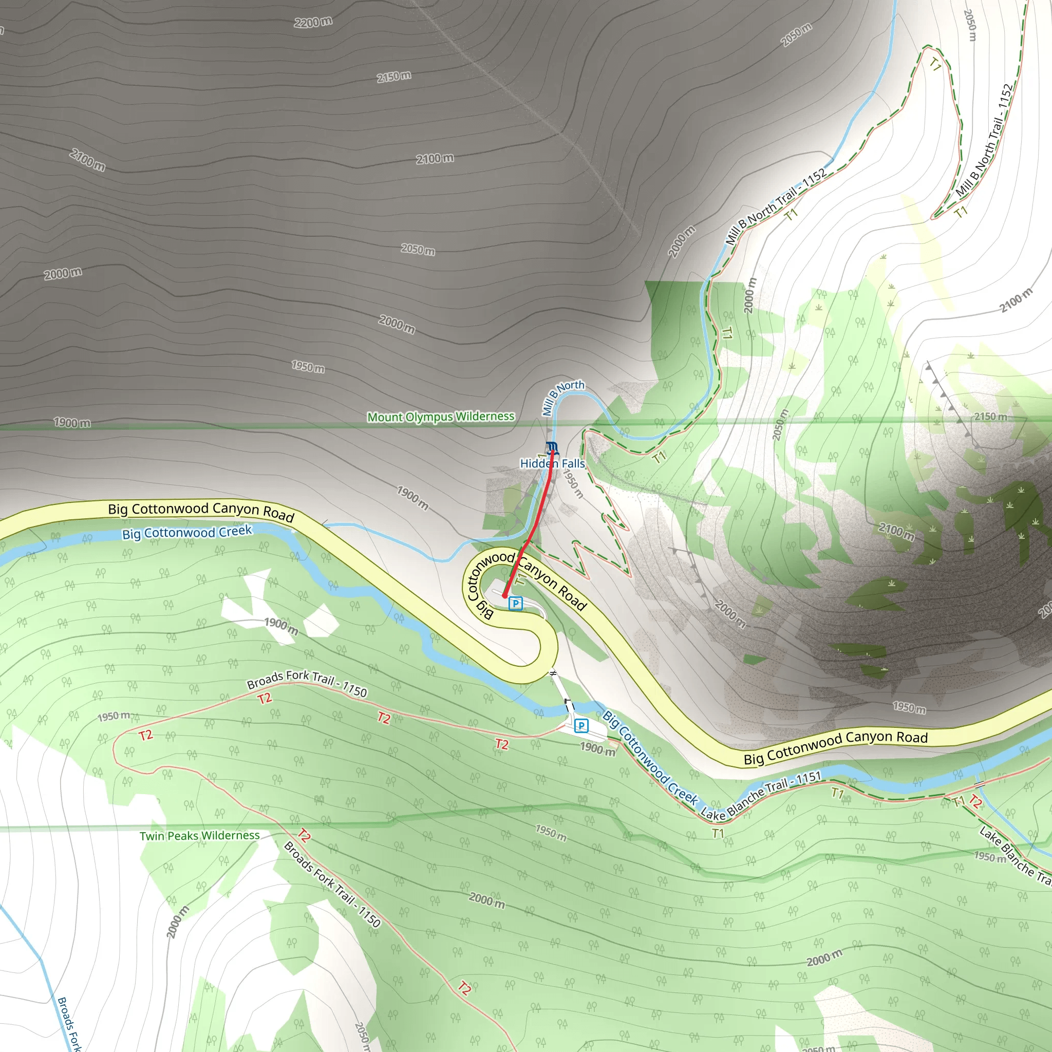 Hidden Falls Trail mobile static map
