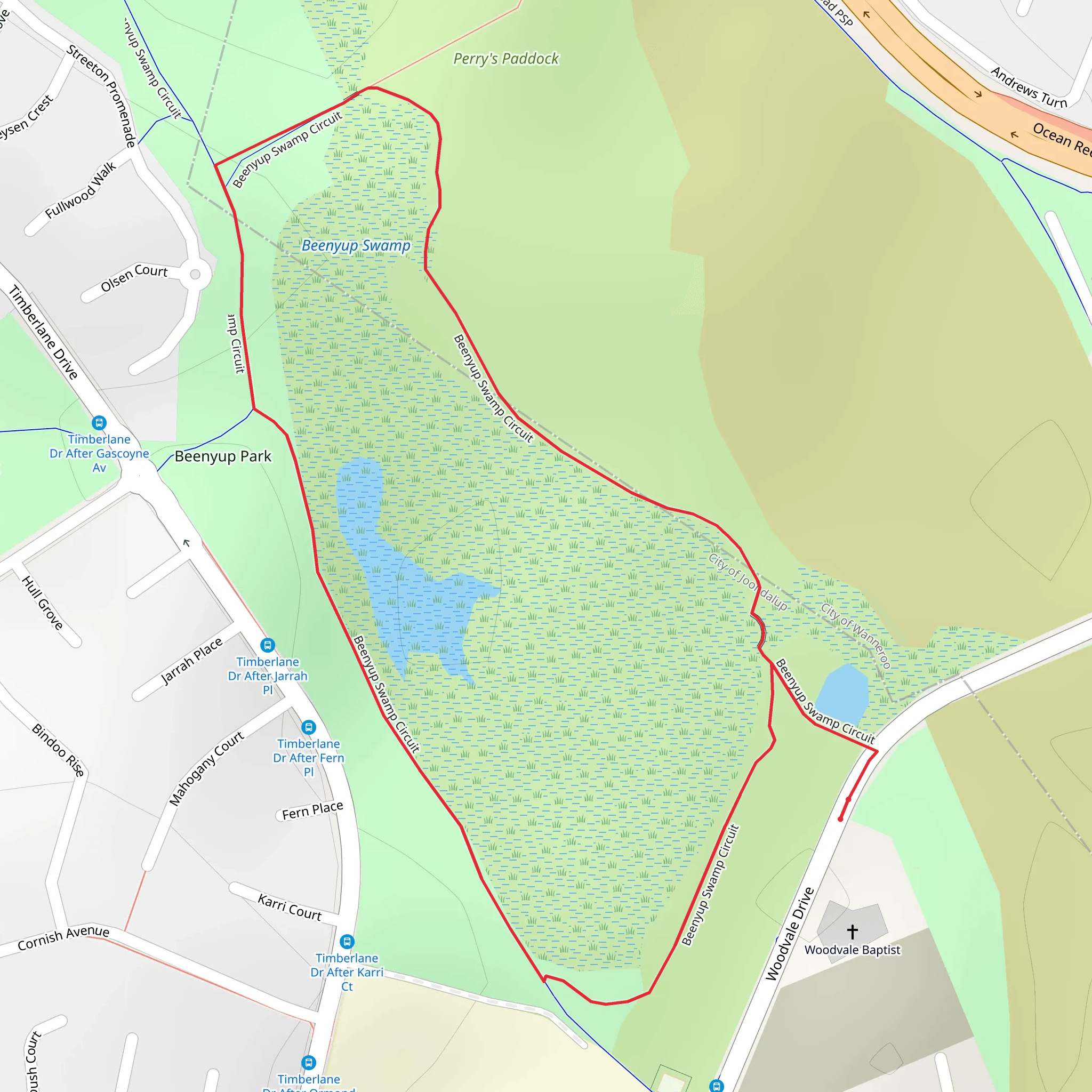 Beenyup Swamp Circuit mobile static map