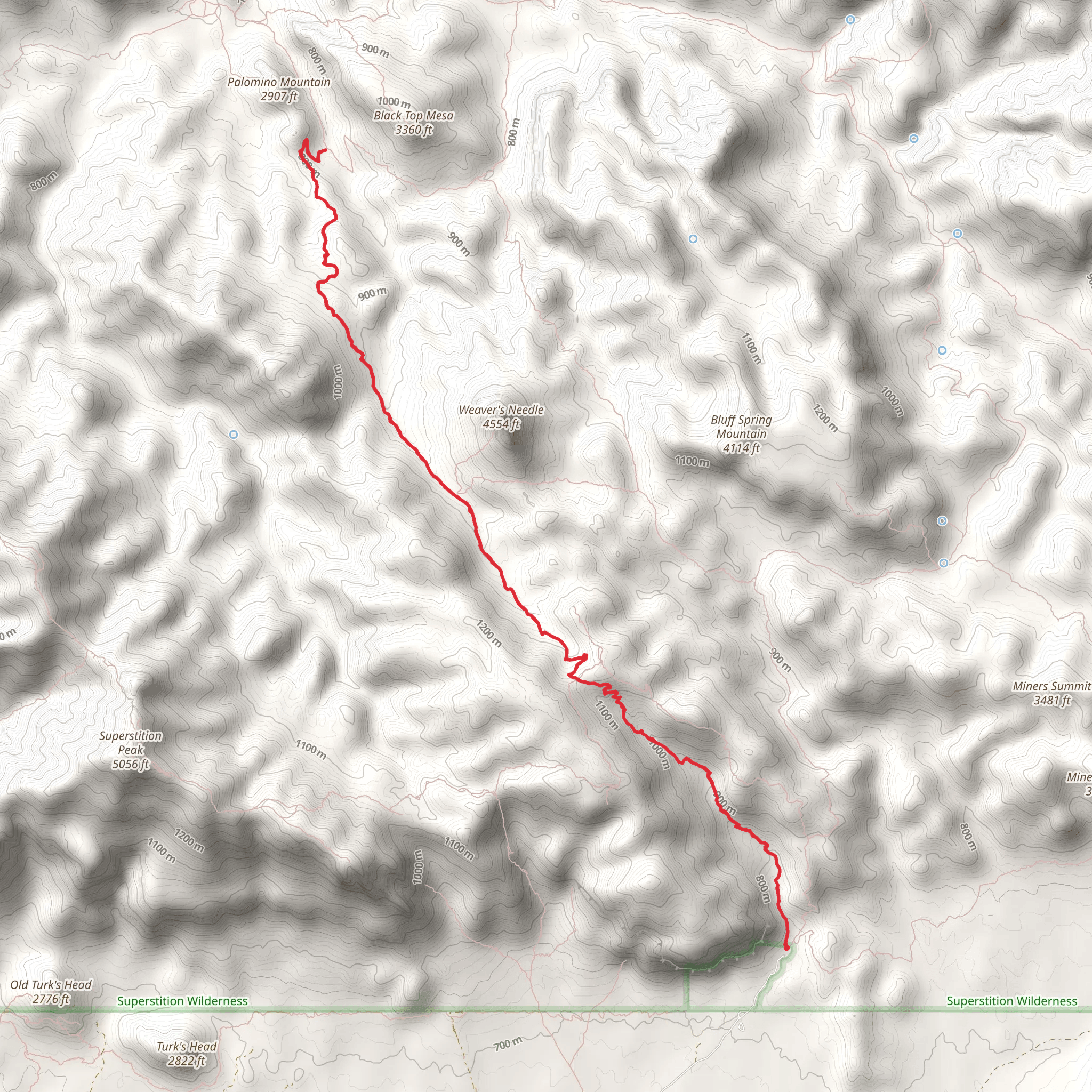 Peralta Canyon Trail mobile static map