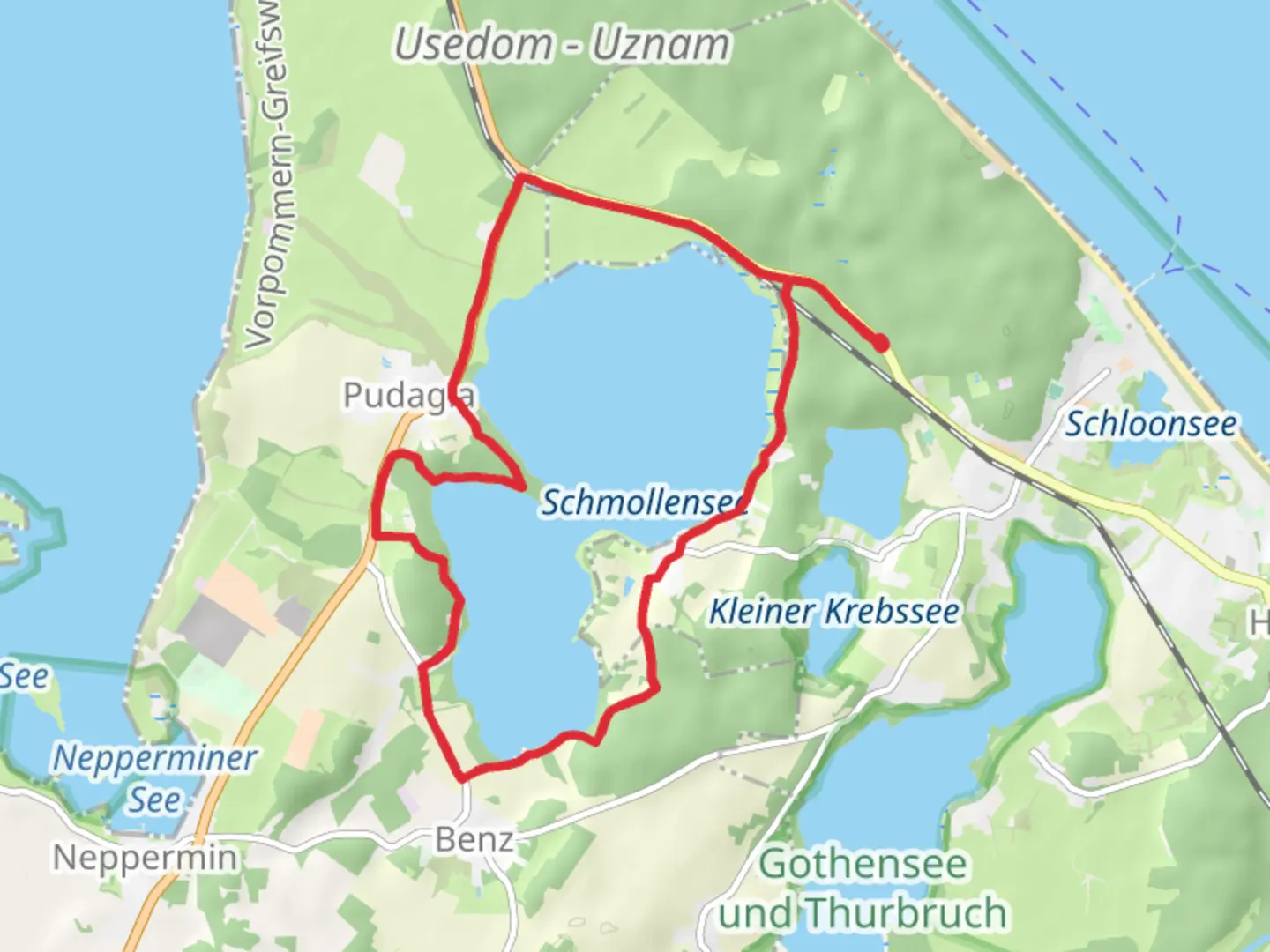An image depicting the trail Schmollensee Loop and its surrounding area.