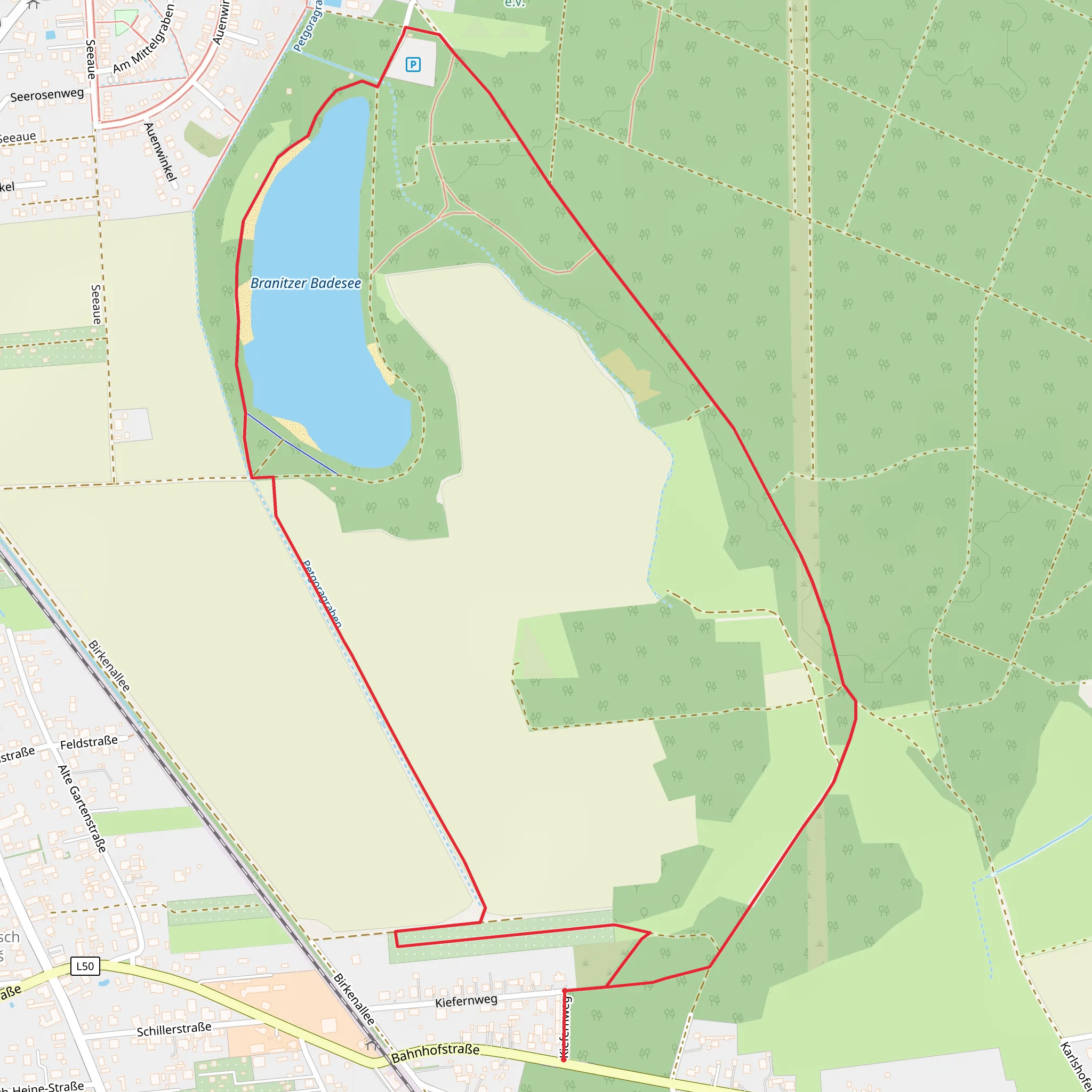 Branitzer Badesee and Kiekebusch Loop mobile static map