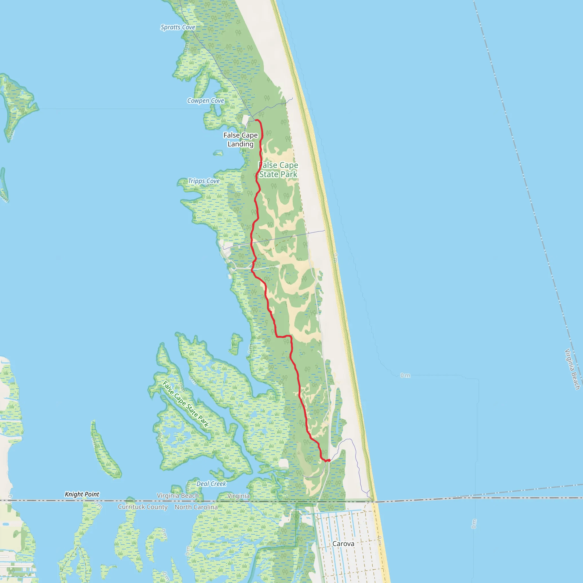 False Cape Interior Trail mobile static map