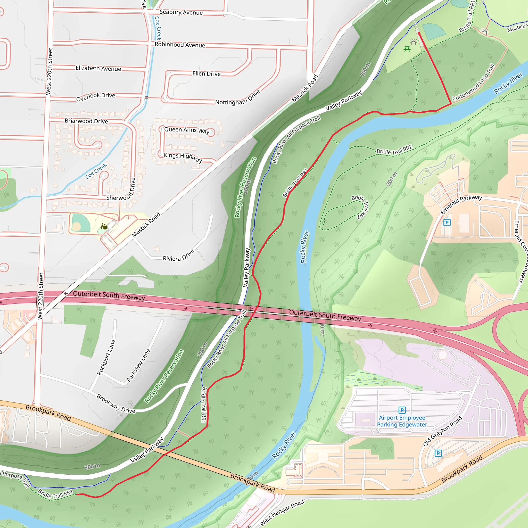 Rocky River - Bridle Trail RR1 mobile static map