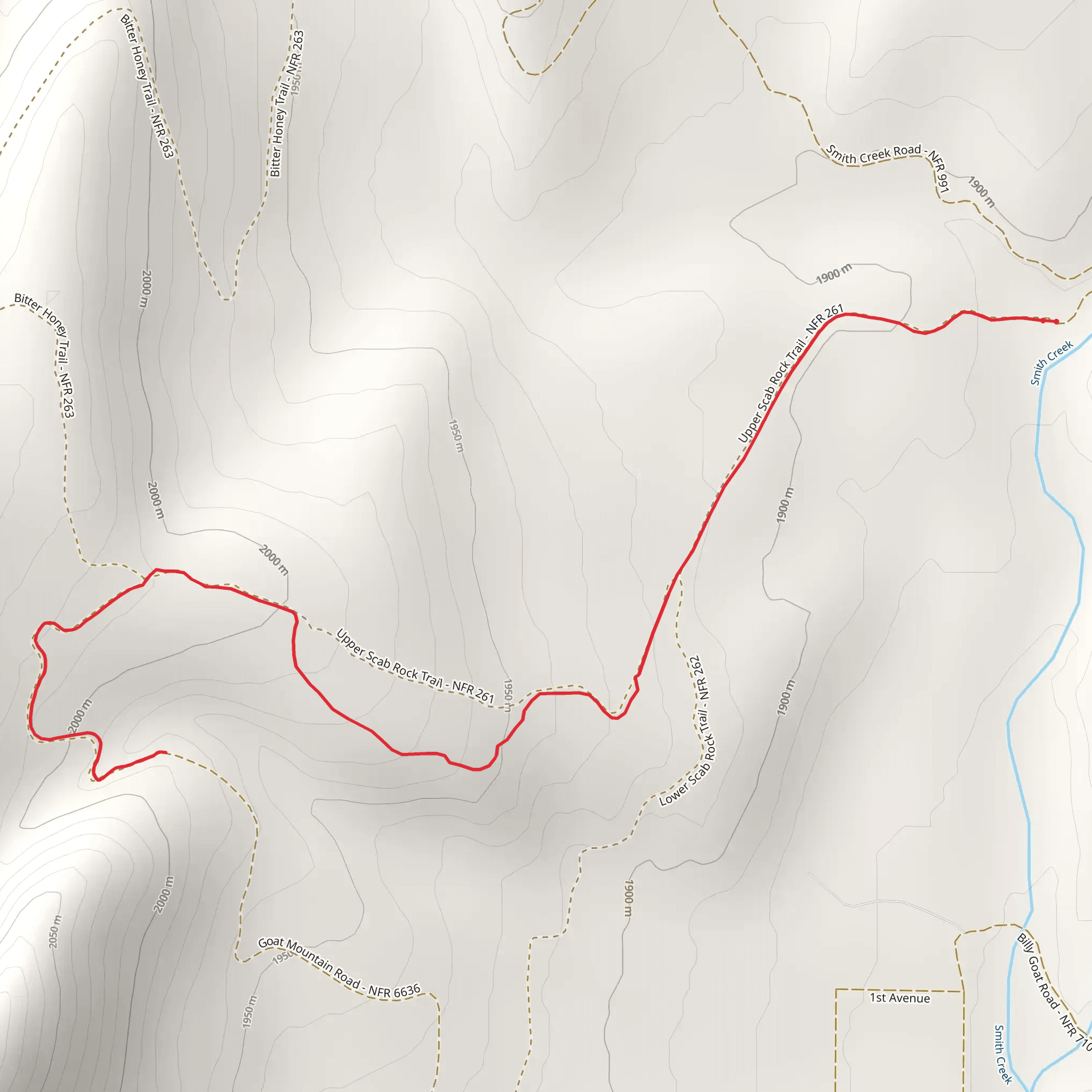 Scab Rock Trail mobile static map
