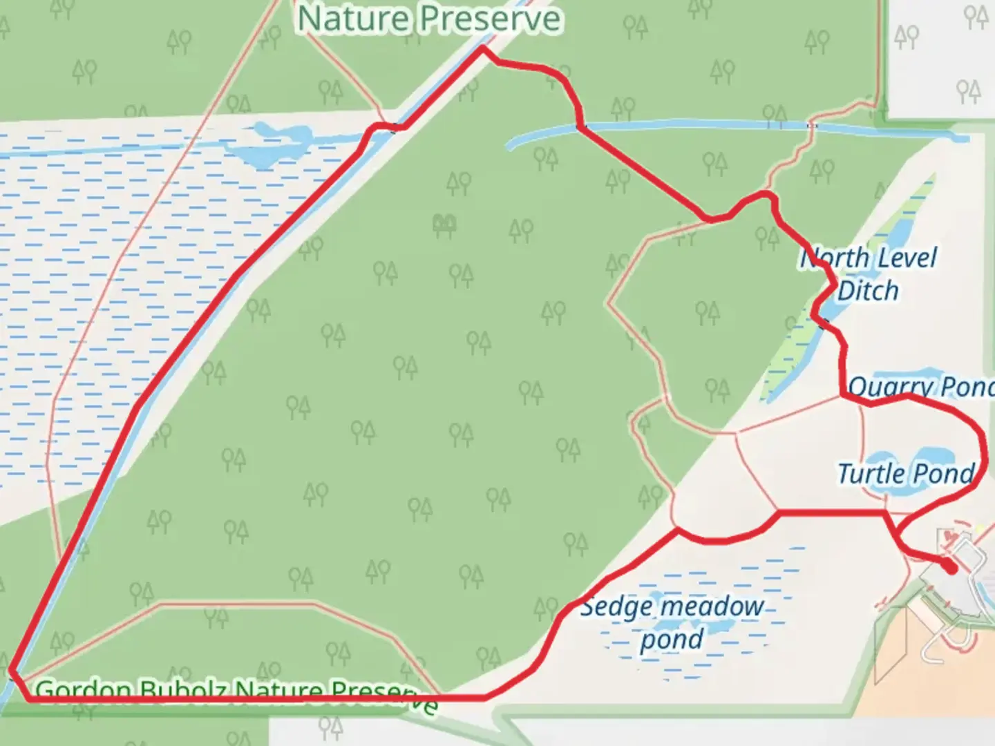 An image depicting the trail Poplar Pass and Deer Run Loop Trail and its surrounding area.