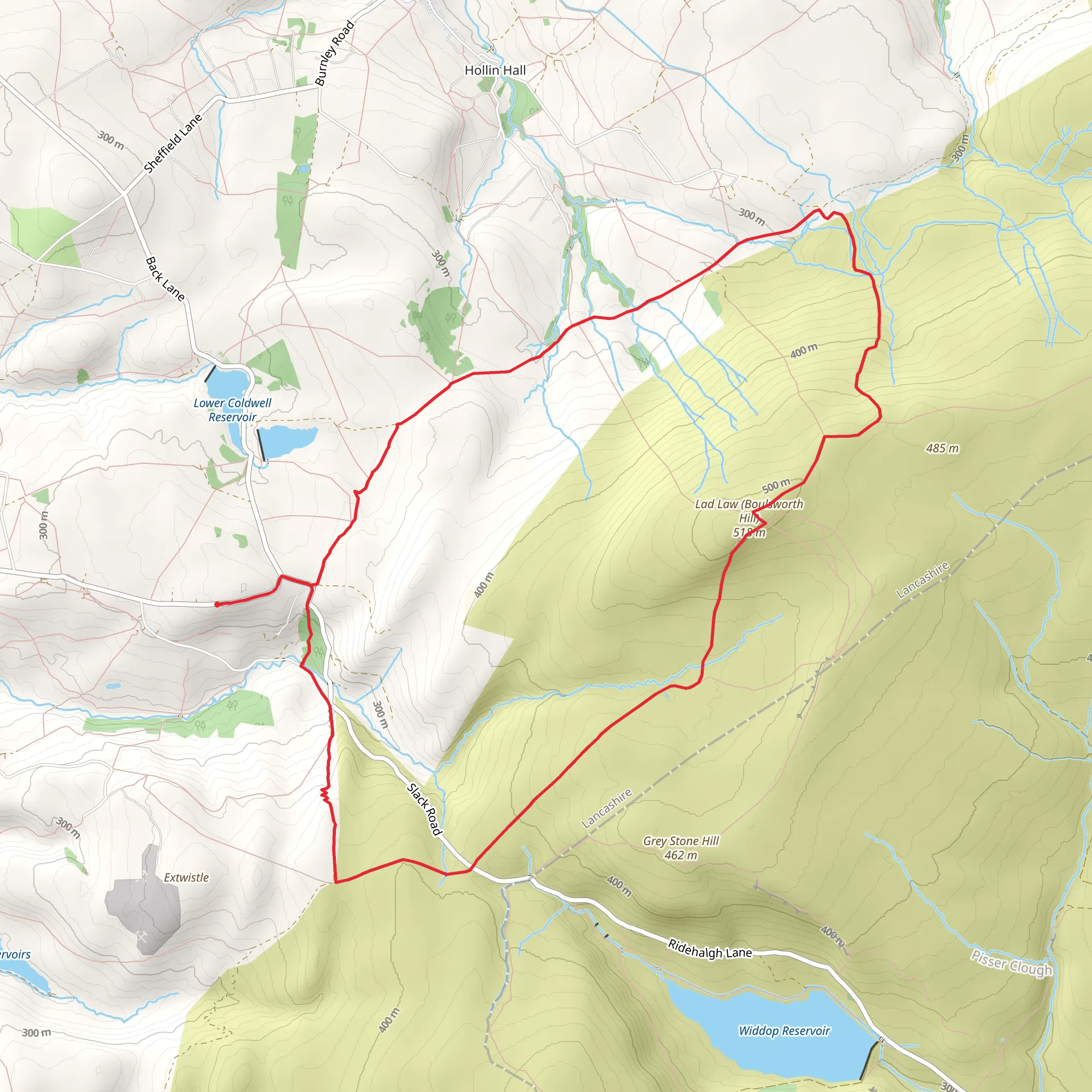 Pot Brinks Moor, Rieve Edge and Boulsworth Hill via Bronte Way mobile static map